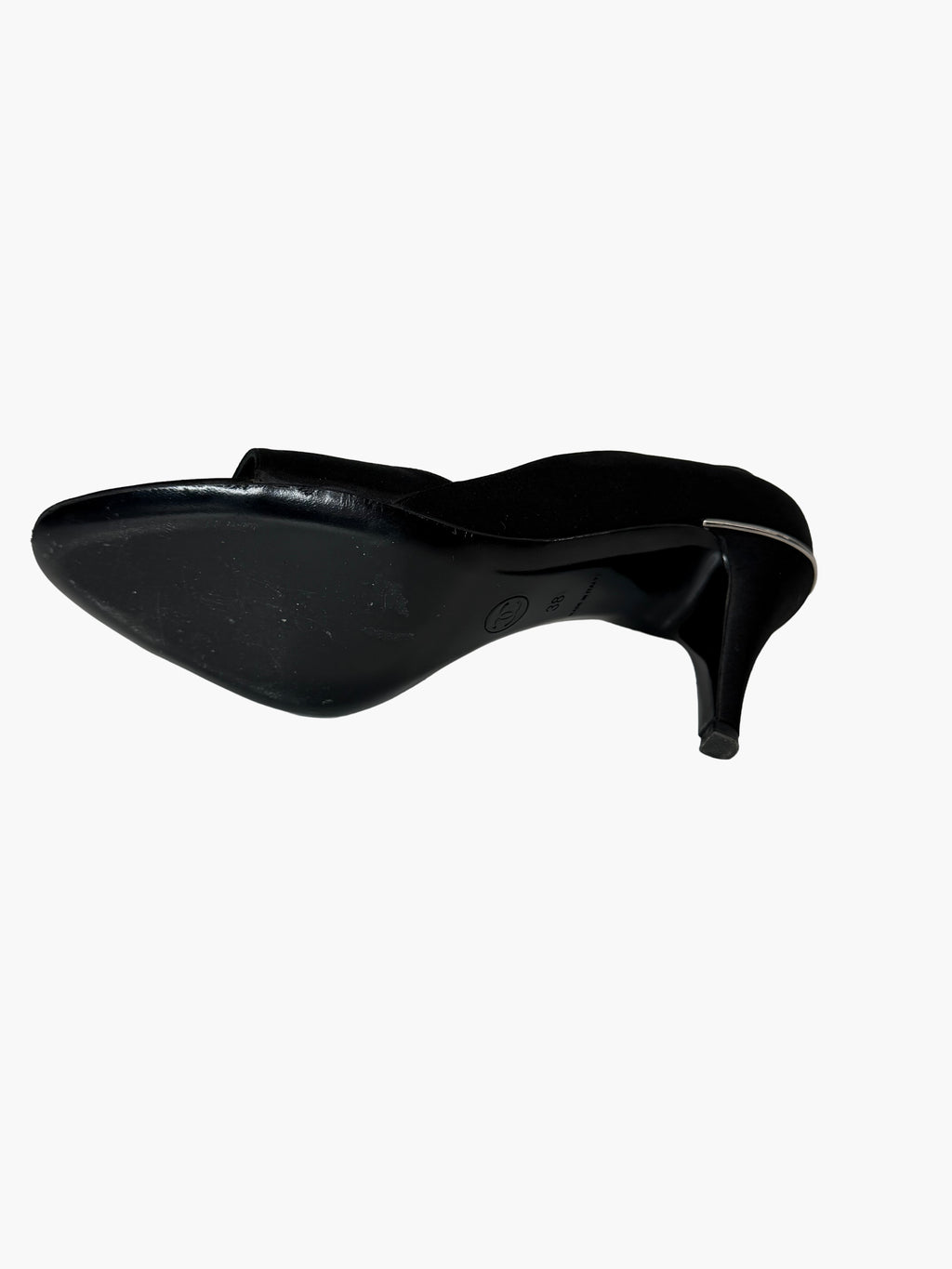 Chanel black satin heels