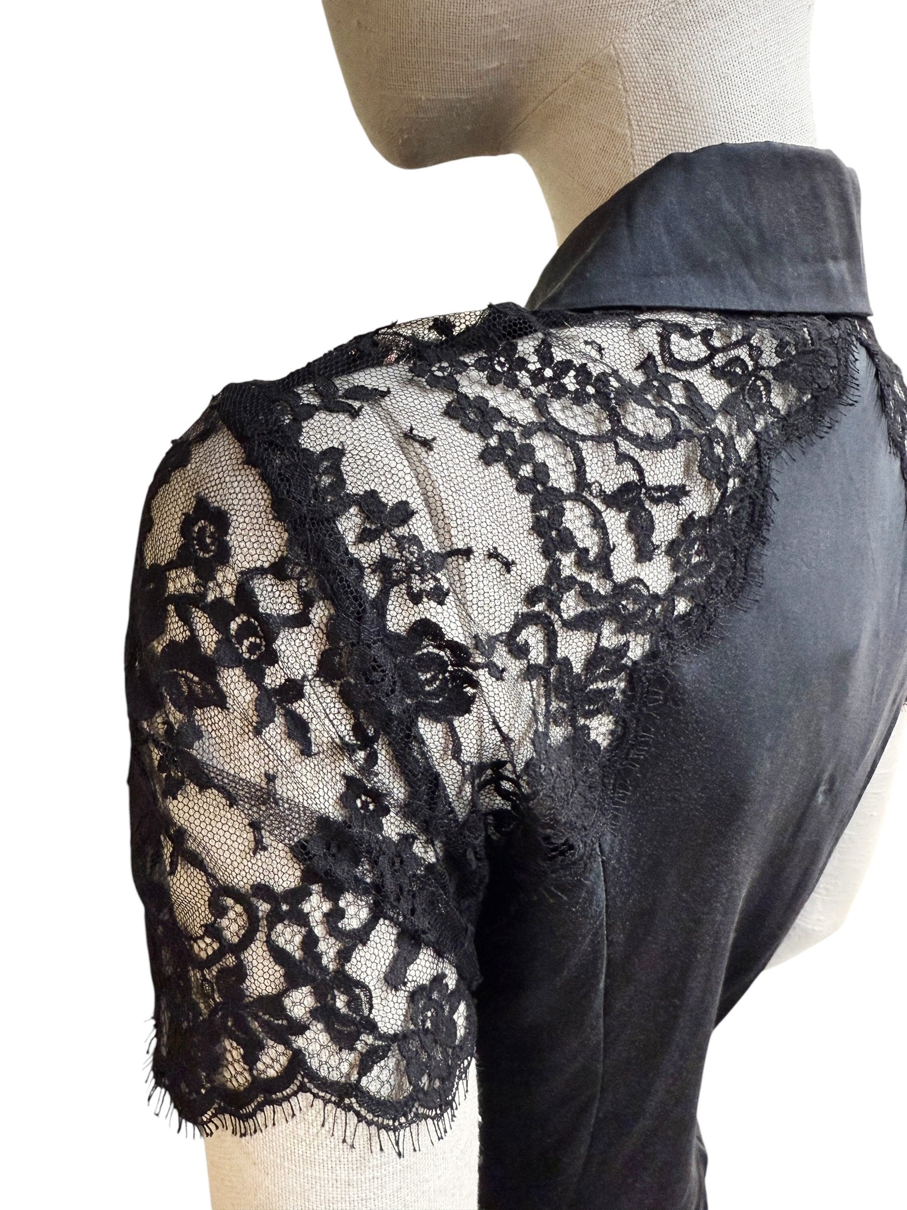 Marjolaine Black Silk & Lace Blouse