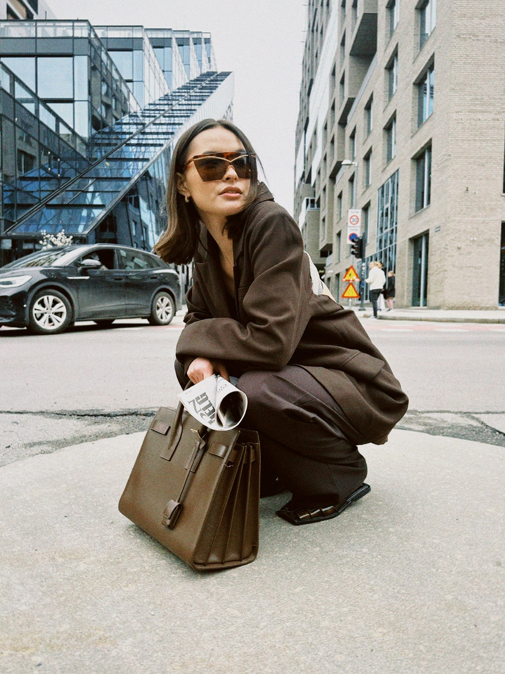 Blazer in Chocolate Brown with Crystal Fringe
