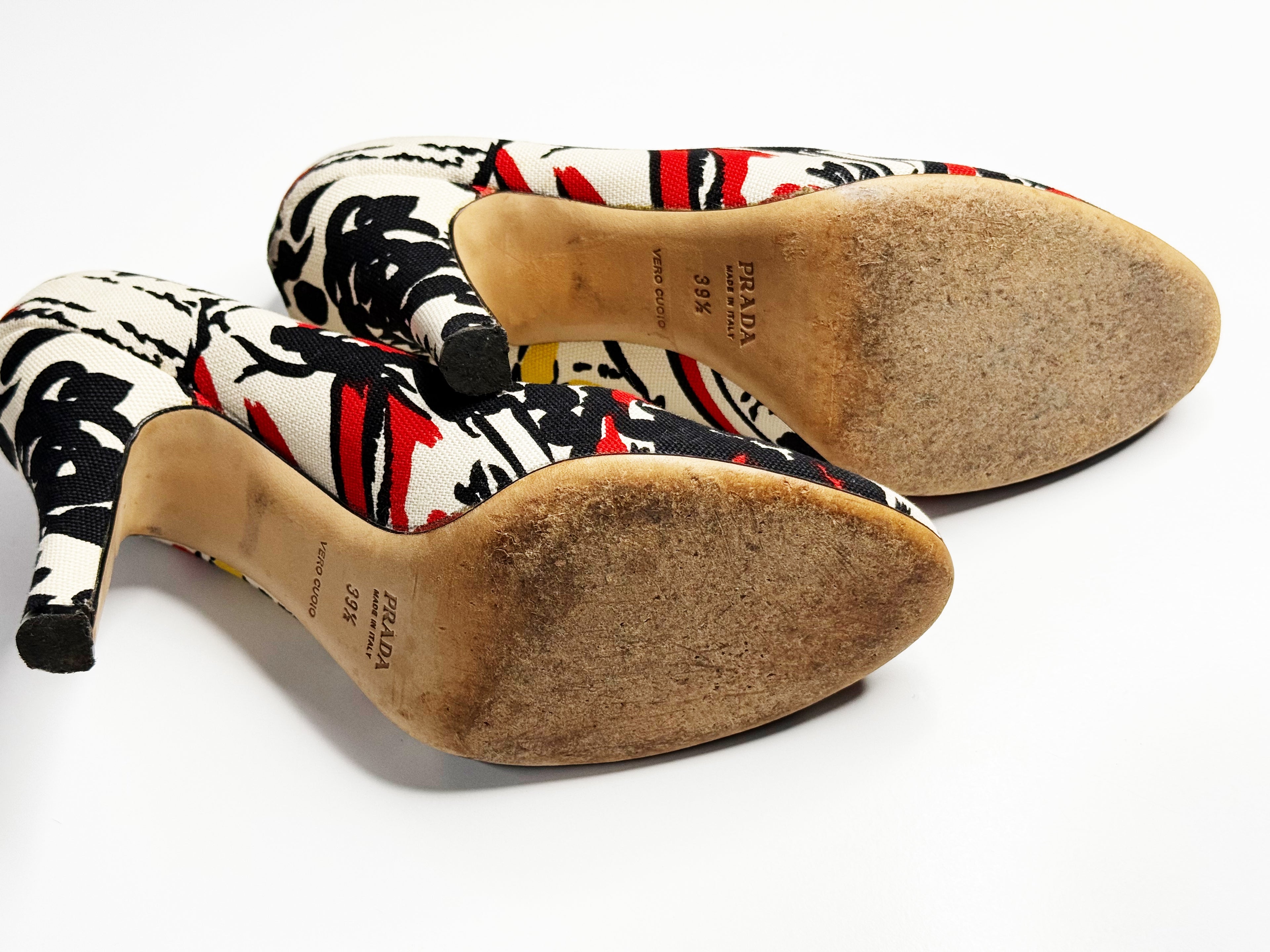 Prada Printed Canvas Pumps