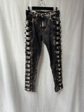Gucci SS19 Runway Marble-Wash Buckle Skinny Jeans