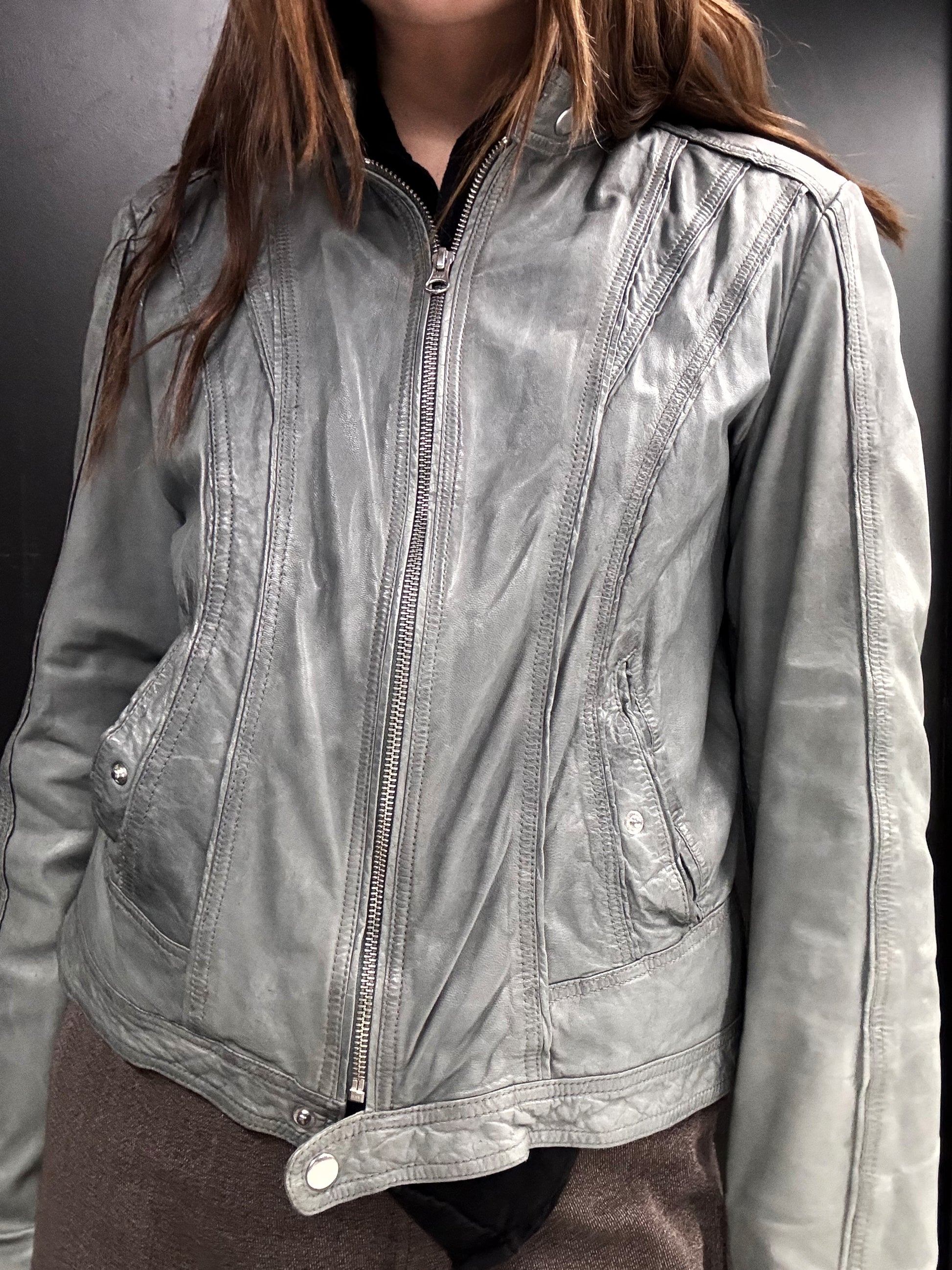 Rock’n Blue Gray Leather Jacket