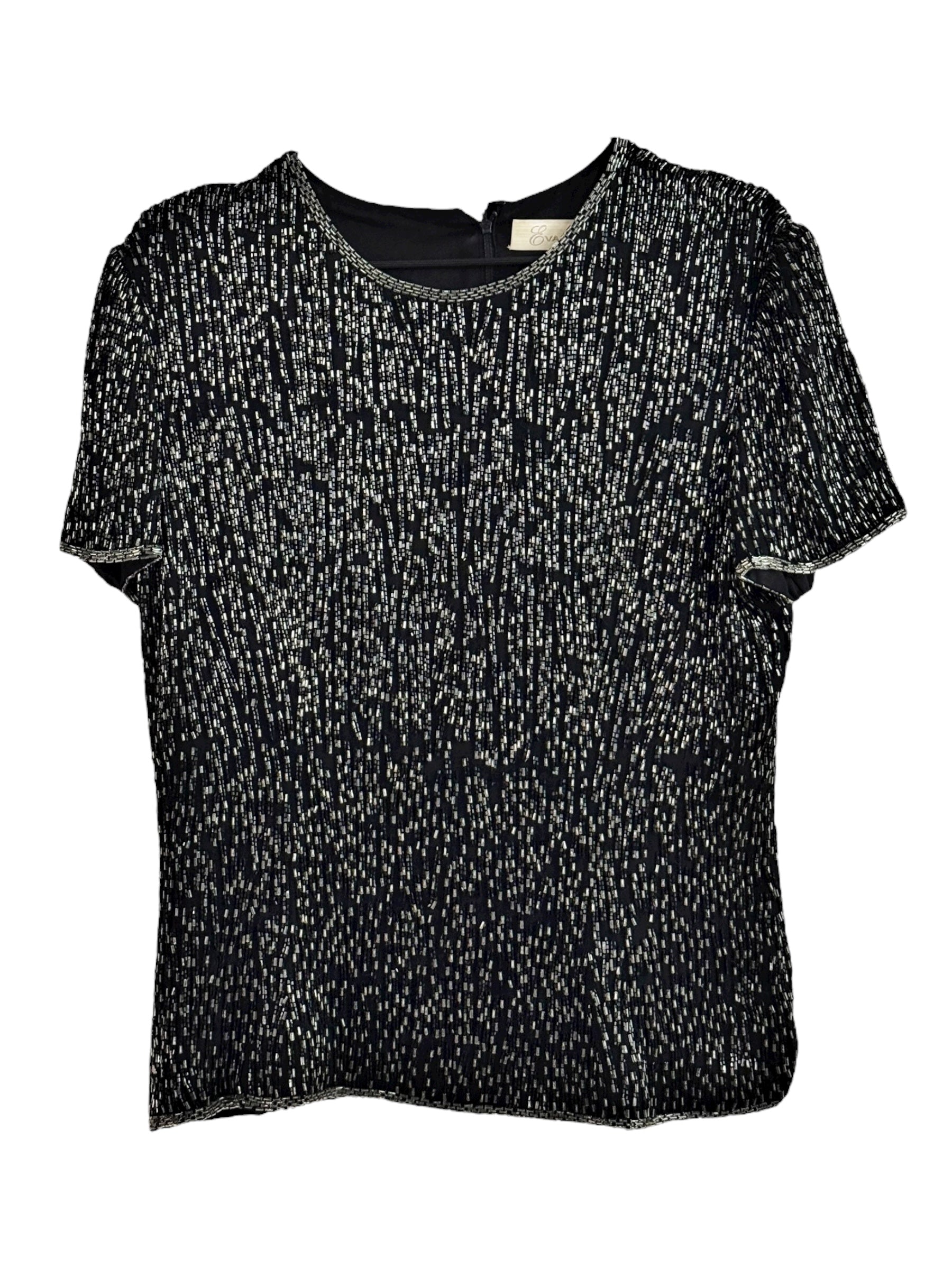 Eva Lie Beaded Silk Top - M