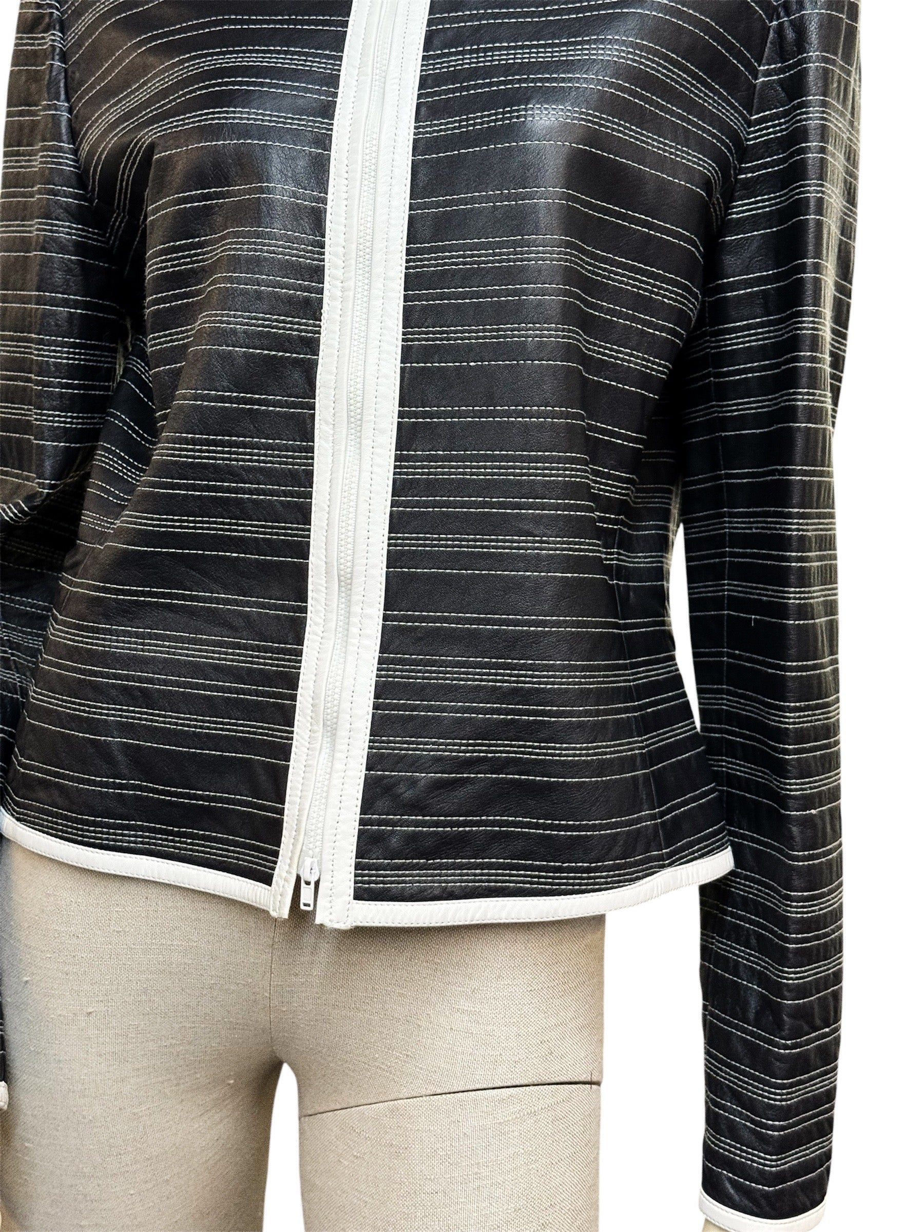 GIORGIO ARMANI Lambskin Leather Jacket with Silk Lining