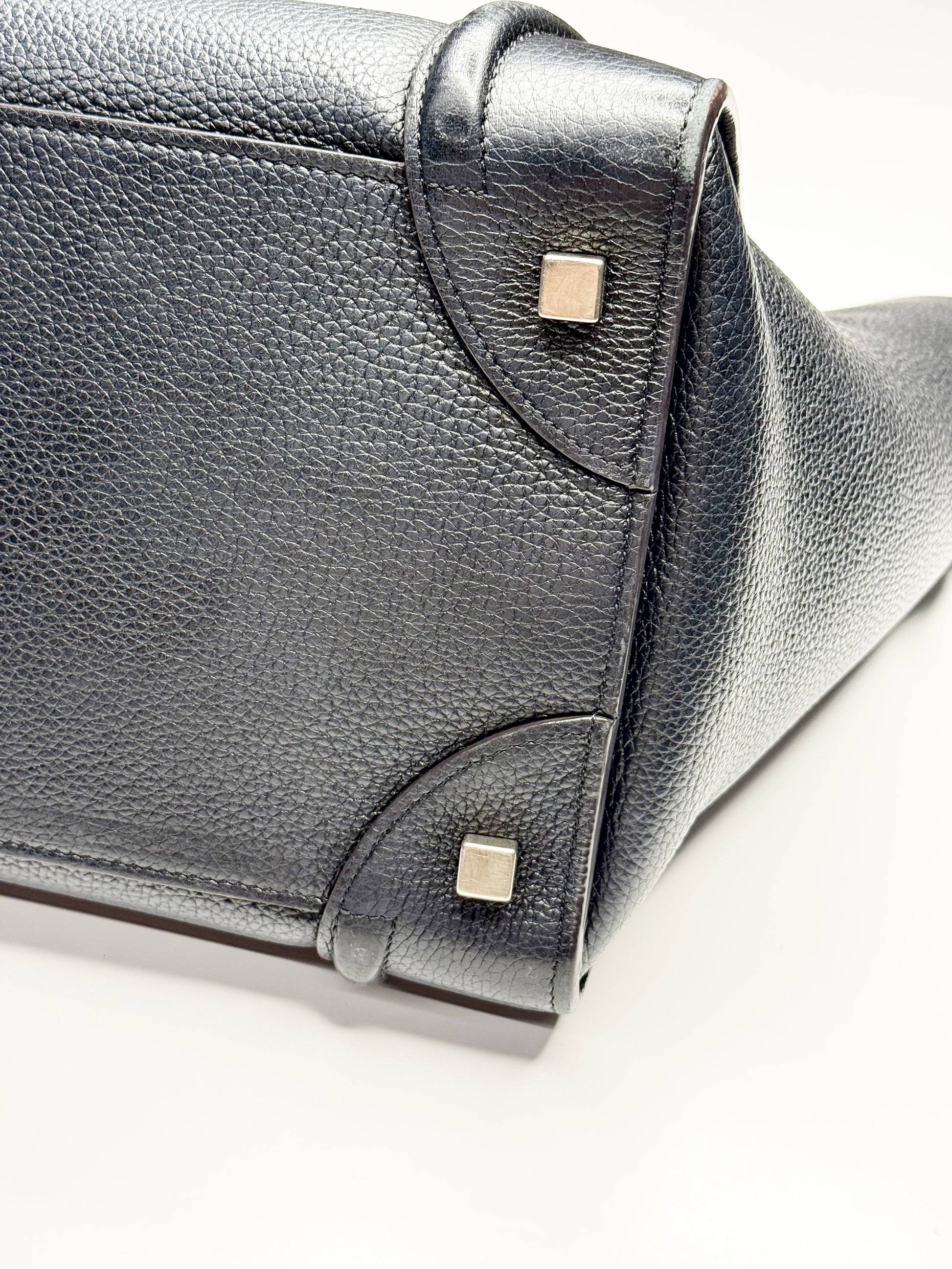 CÉLINE Mini Luggage Tote in Black Grained Calfskin (With Tags)