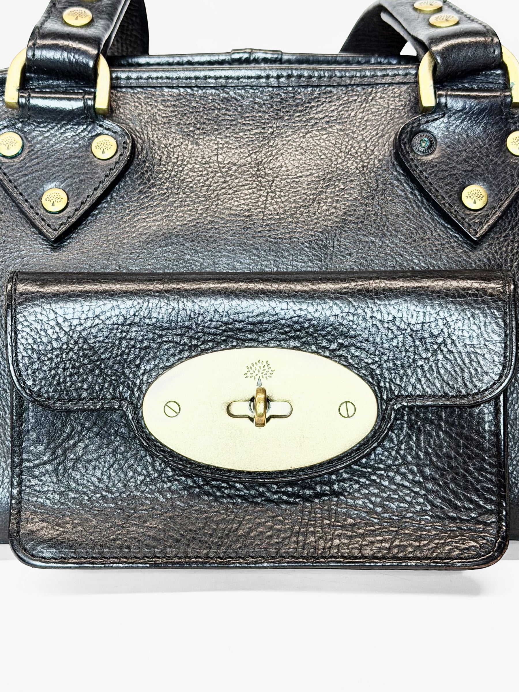 MULBERRY Black Leather Bowler Bag – Early 2000s Icon