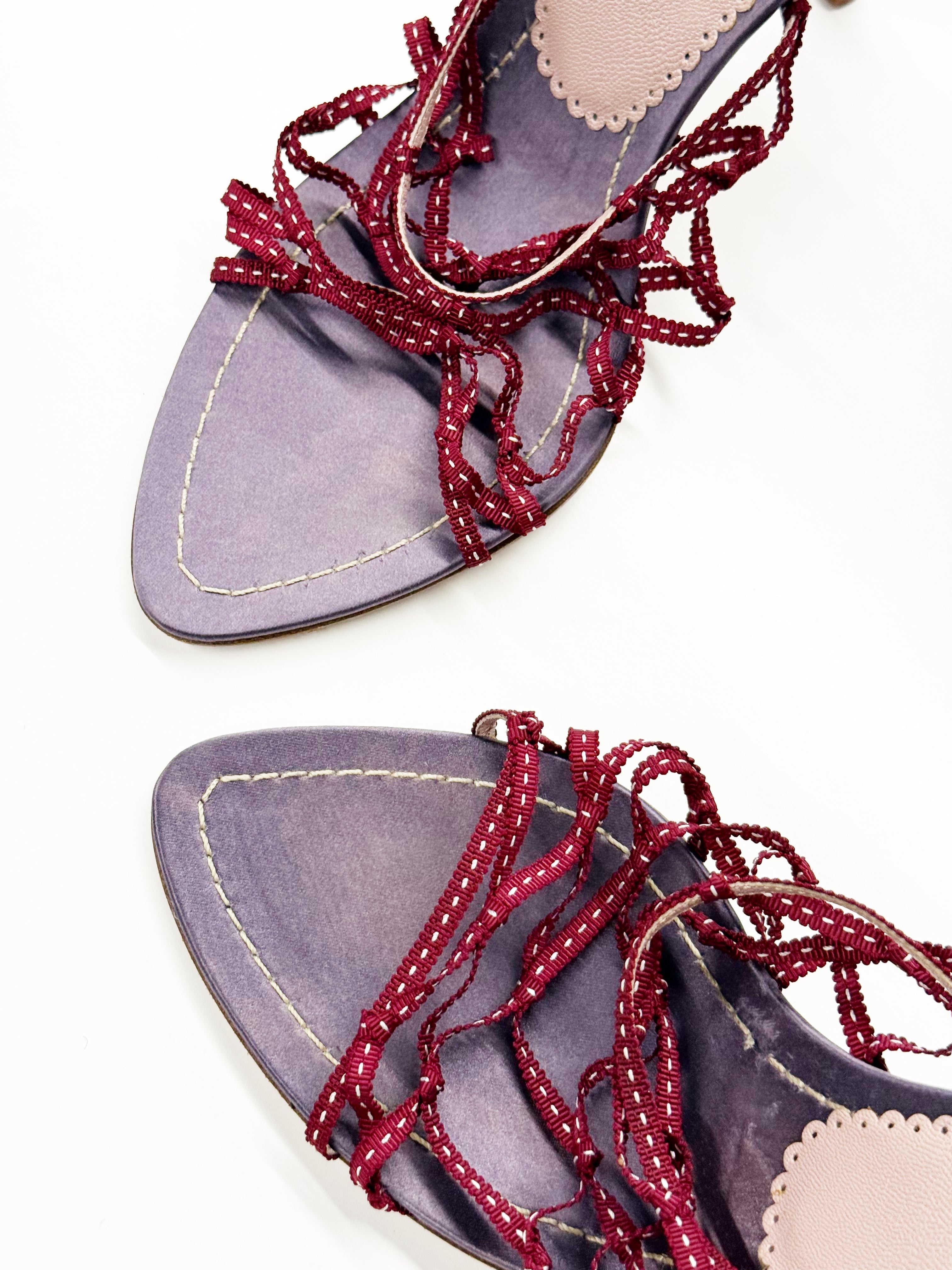 Prada Beaded Lace-Up Heels