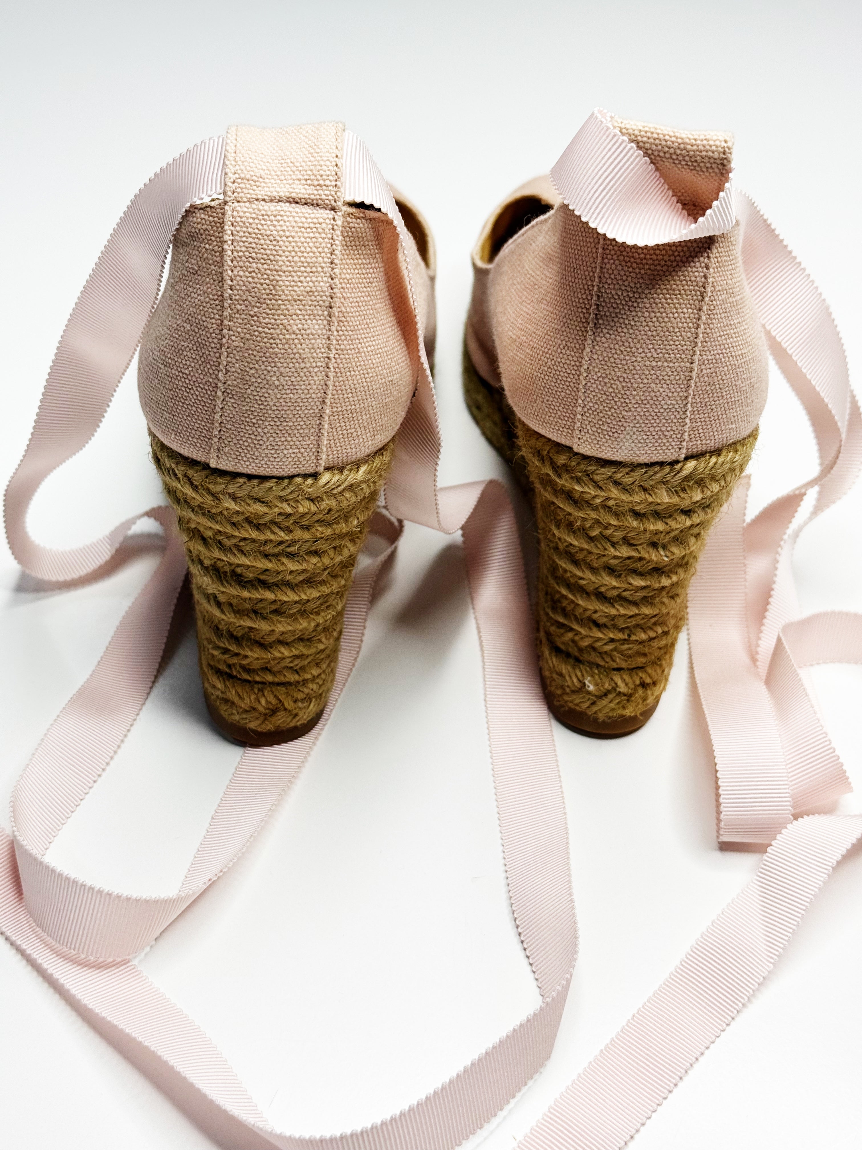 Christian Louboutin Espadrille Wedges with Ribbons