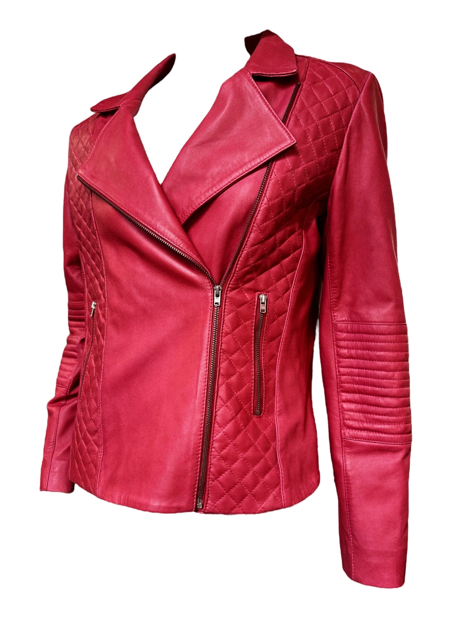 Pablo Gerard Darel Red Lamb Leather Jacket