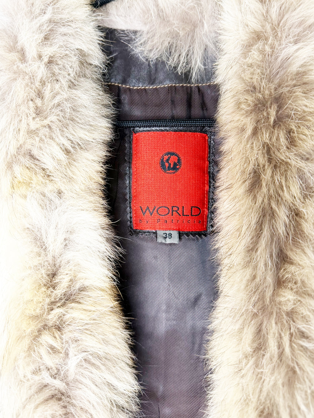 WORLD by Patricia Leather Coat with Fur Trim