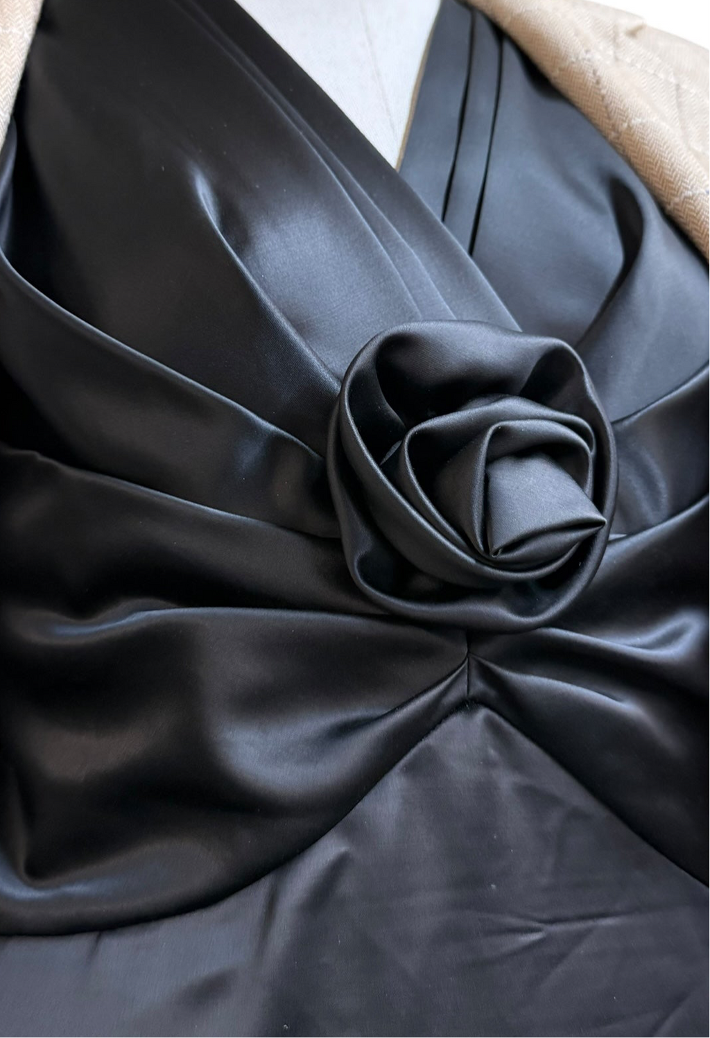 Gaspard Yurkievich Black Draped Mini Dress with Rose Detail