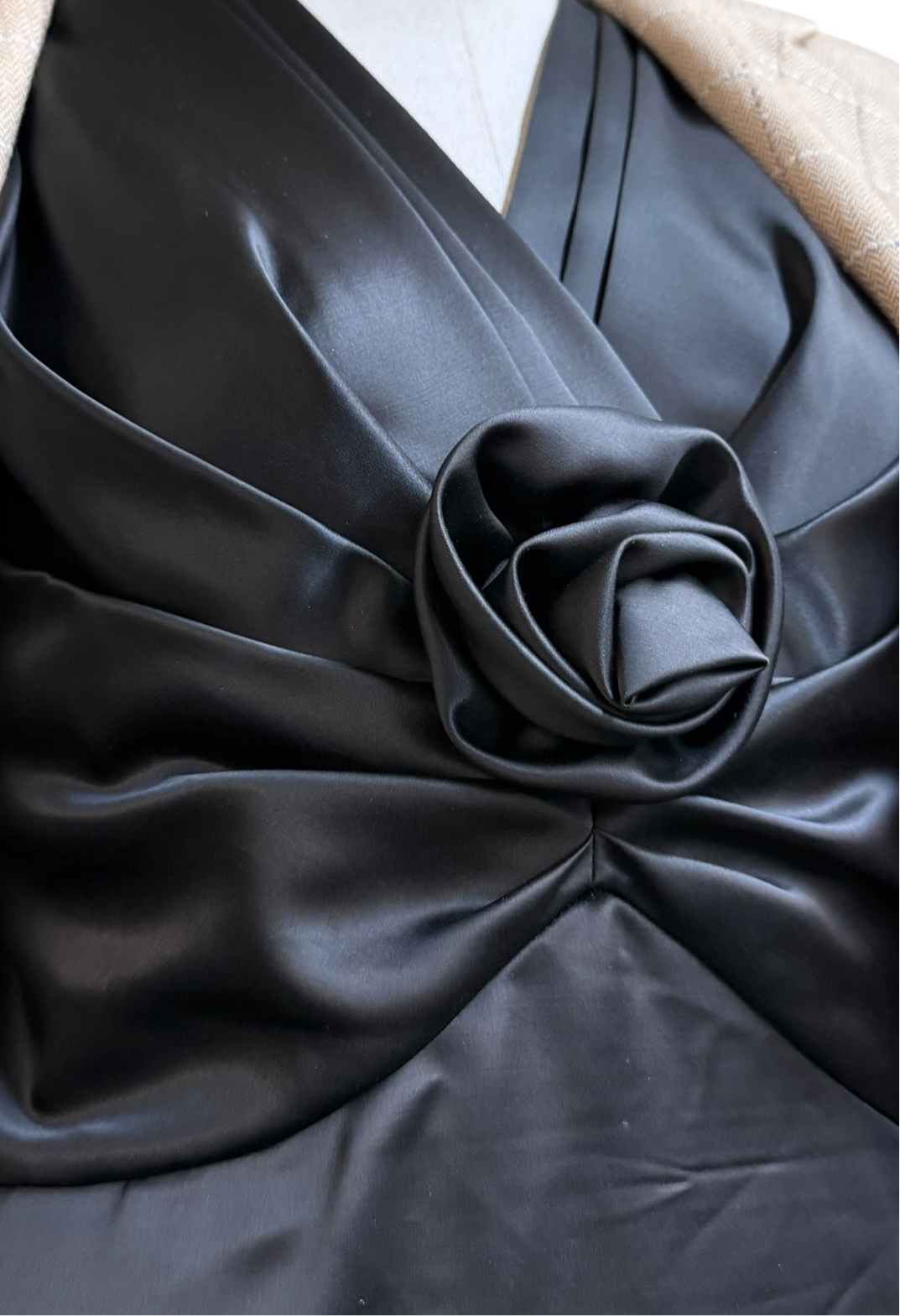 Gaspard Yurkievich Black Draped Mini Dress with Rose Detail
