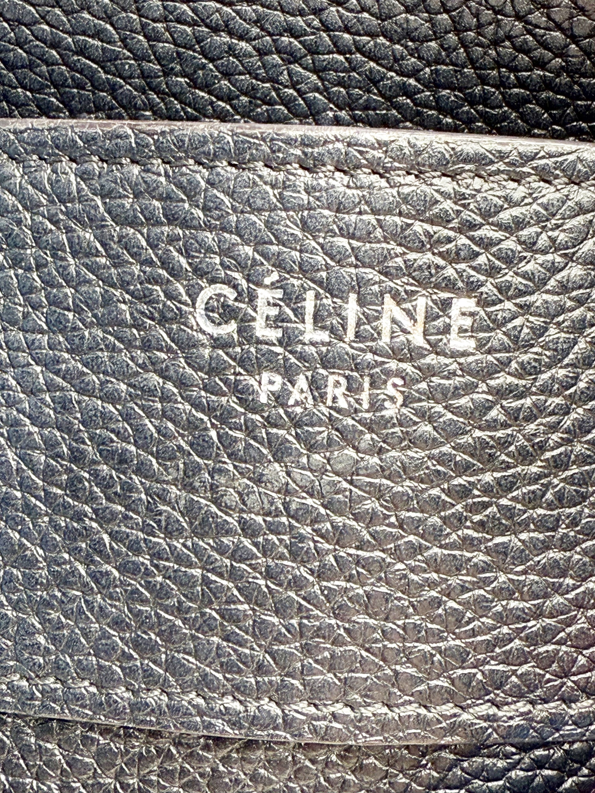 CÉLINE Mini Luggage Tote in Black Grained Calfskin (With Tags)