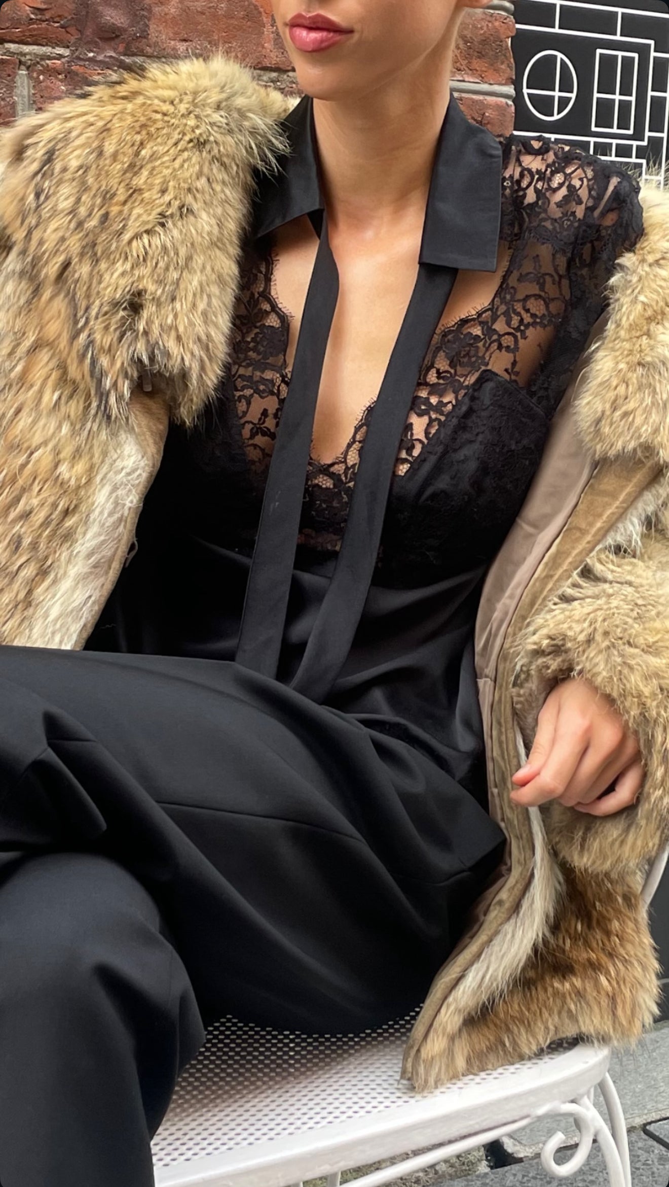 Marjolaine Black Silk & Lace Blouse