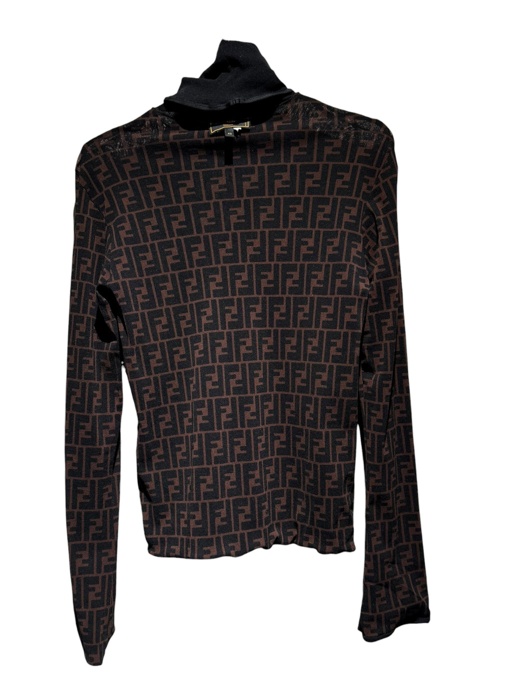 Fendi Maglia Vintage Black Two-Piece Set — Turtleneck Top & Skirt, Made in Italy