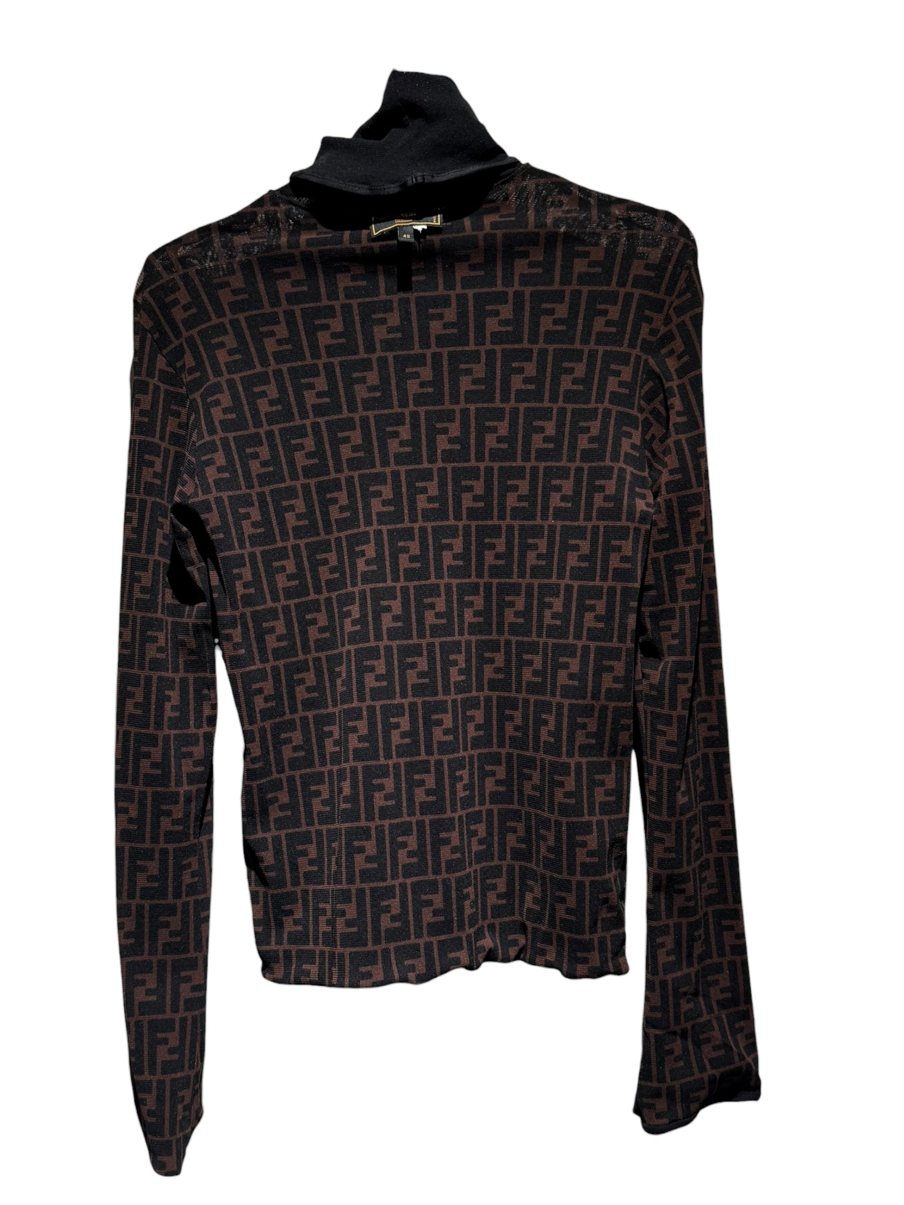 Fendi Maglia Vintage Black Two-Piece Set — Turtleneck Top & Skirt, Made in Italy