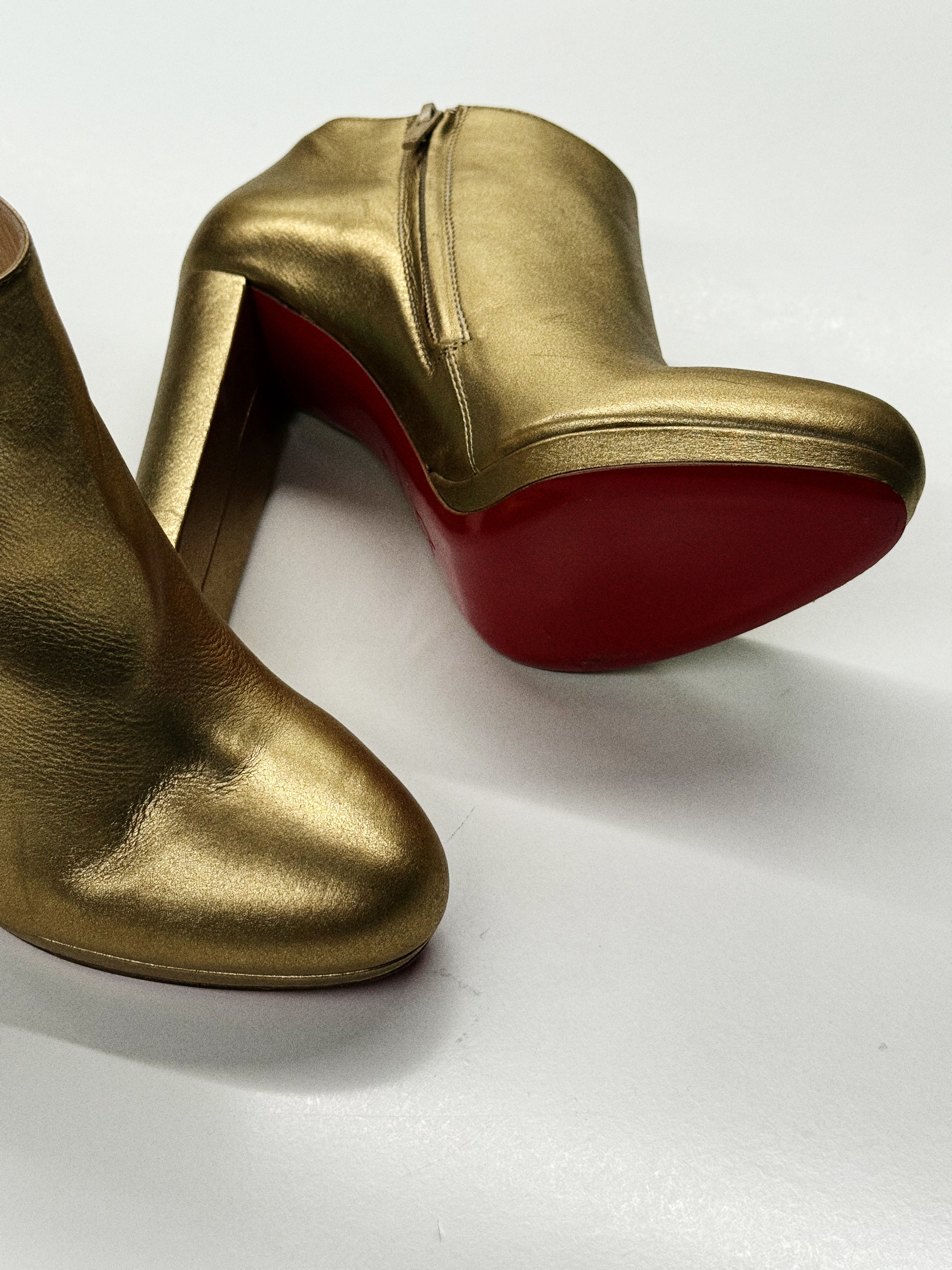 Christian Louboutin Gold Leather Ankle Boots