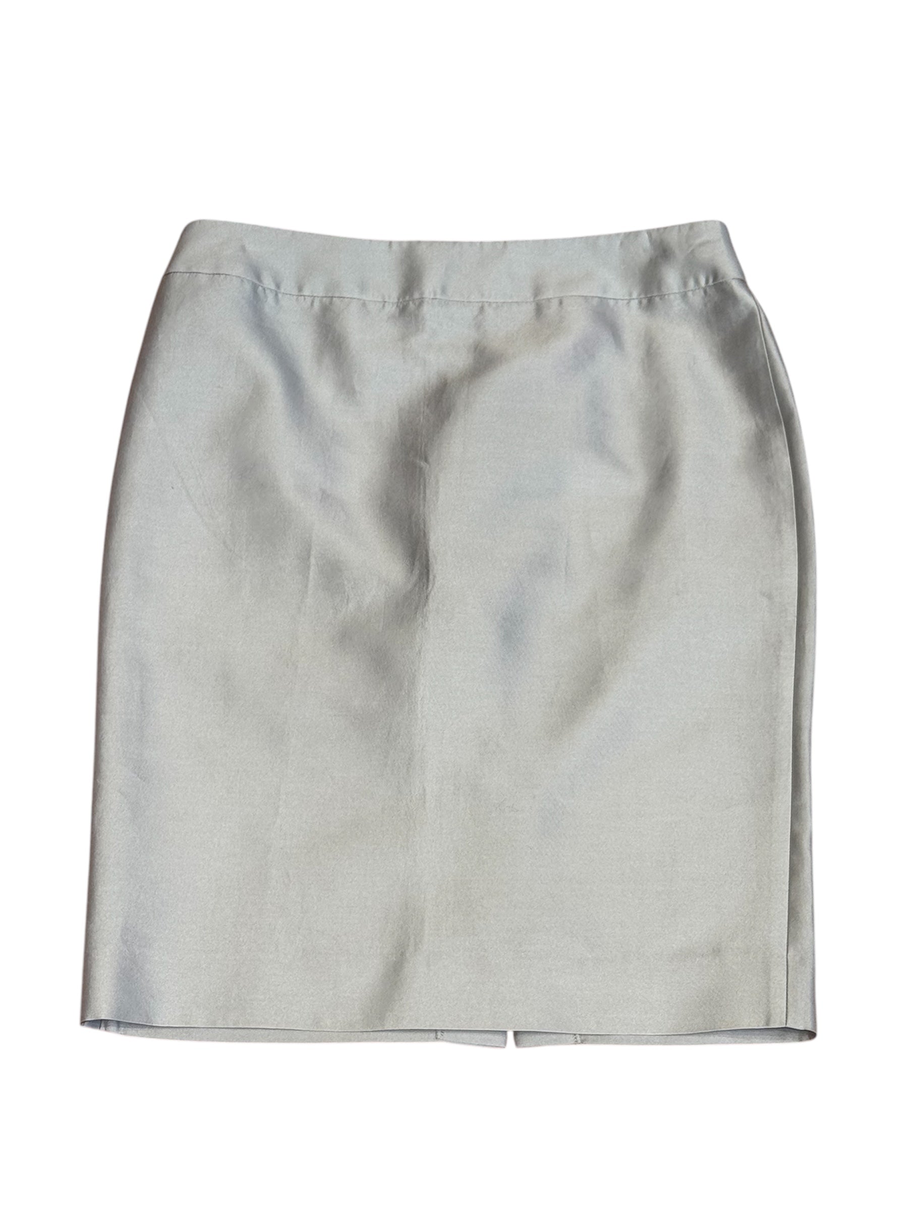 Emporio Armani Light Grey Silk Blazer and Skirt Set