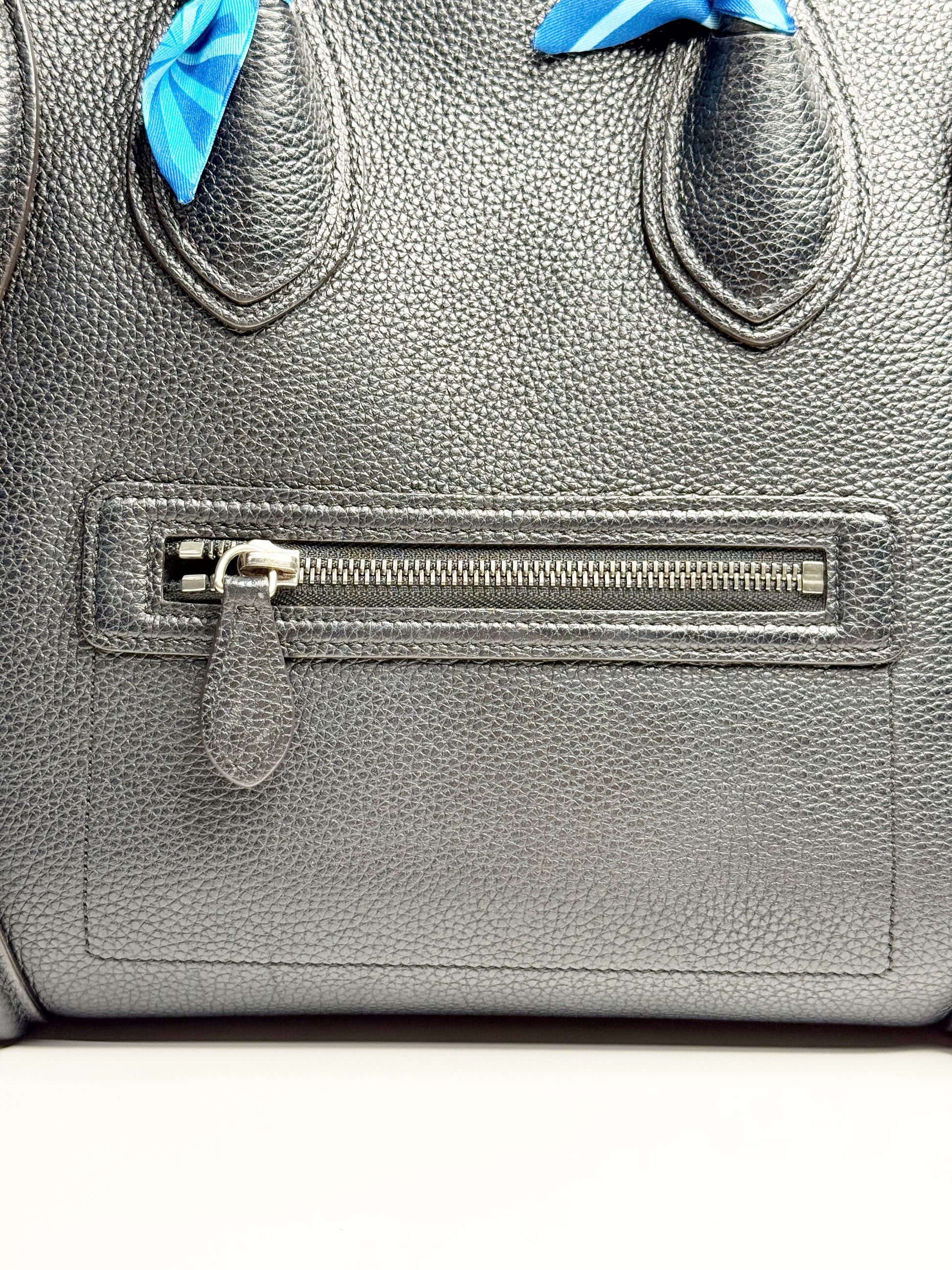 CÉLINE Mini Luggage Tote in Black Grained Calfskin (With Tags)