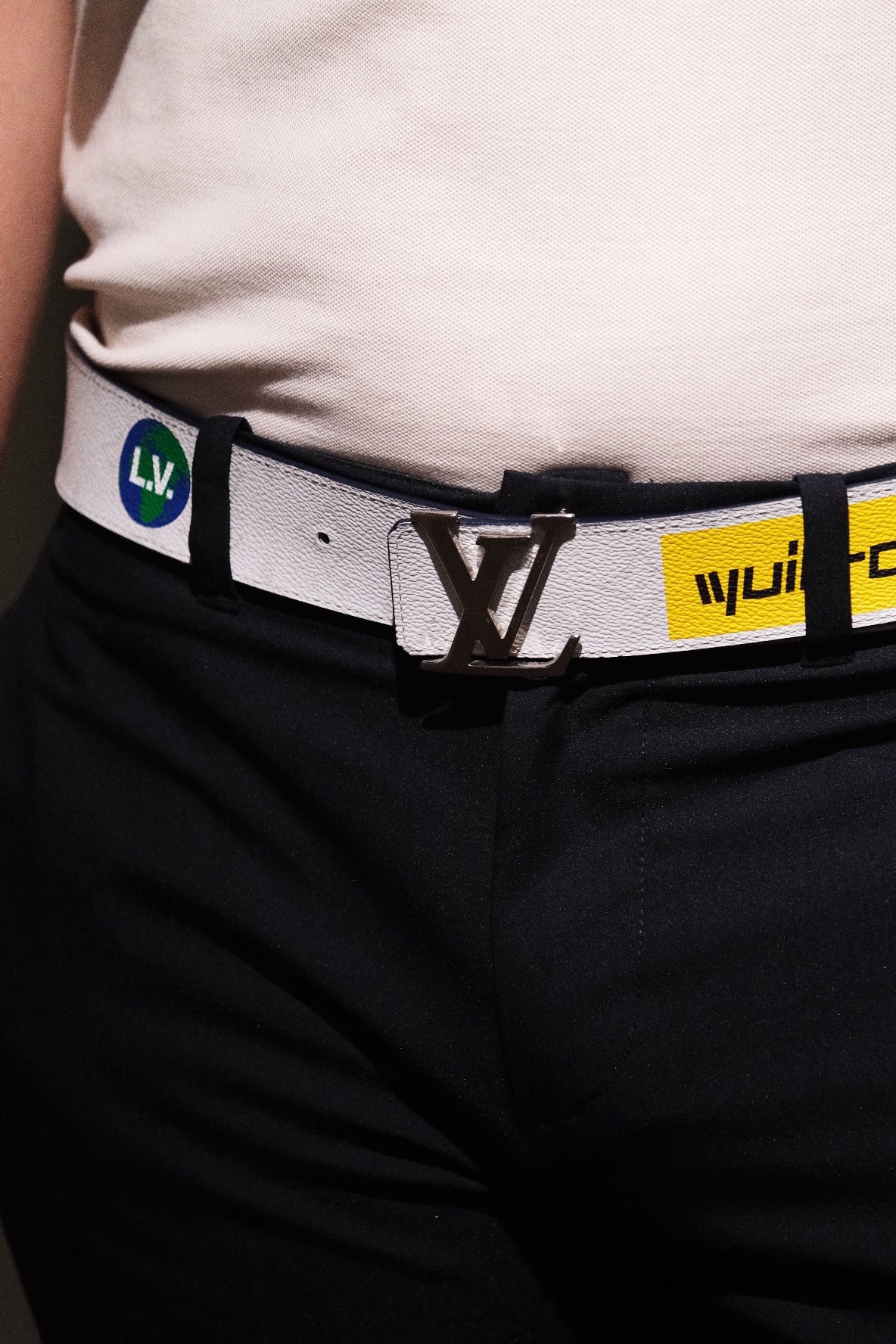 LOUIS VUITTON Reversible LV Initiales Belt – Navy & Liberty Print – Size 90