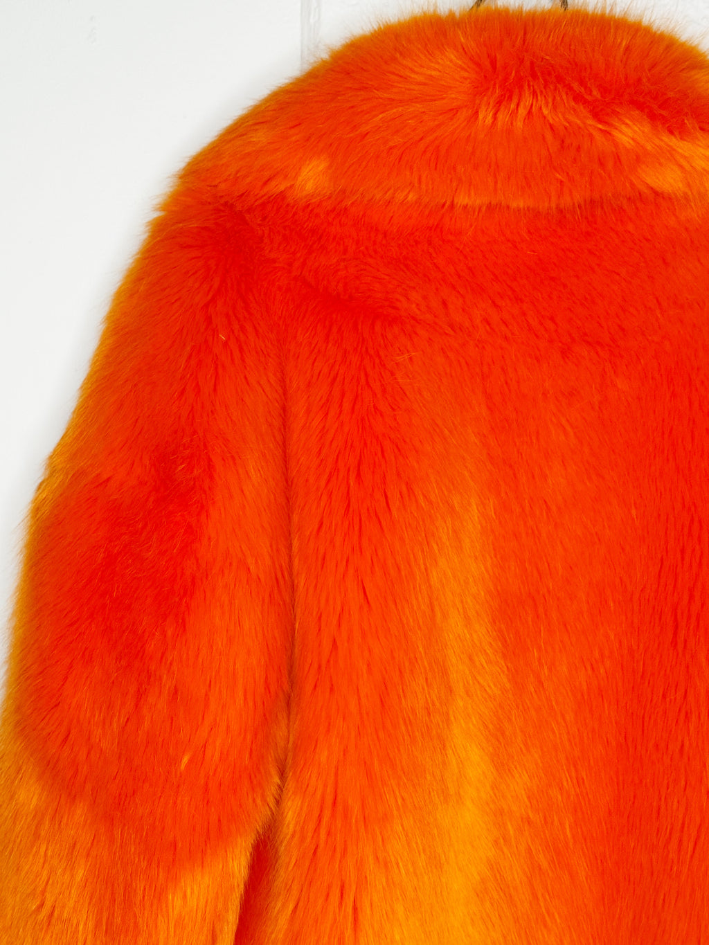 Diane von Furstenberg Faux Fur Coat in Tangerine - M