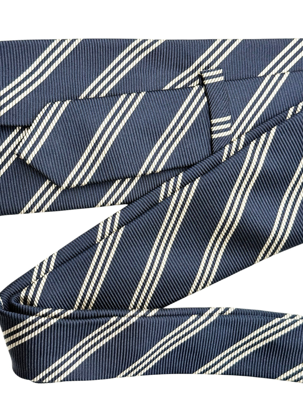 Faconnable Navy Striped Silk Tie