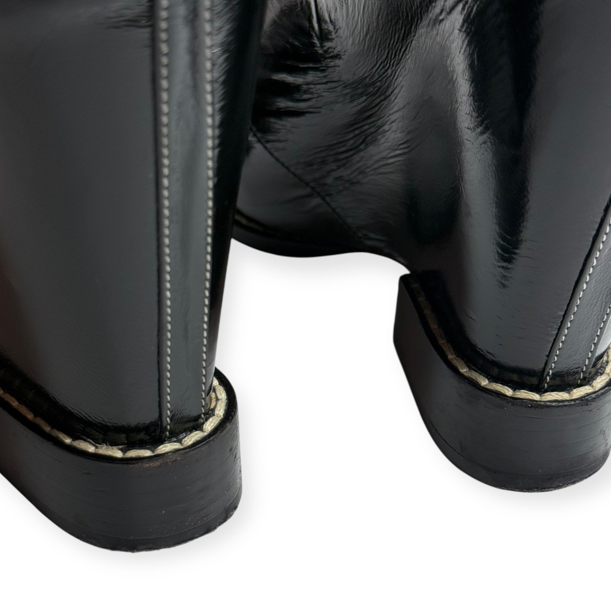 Chloé Black Patent Leather Wedge Ankle Boots - 38 1/2
