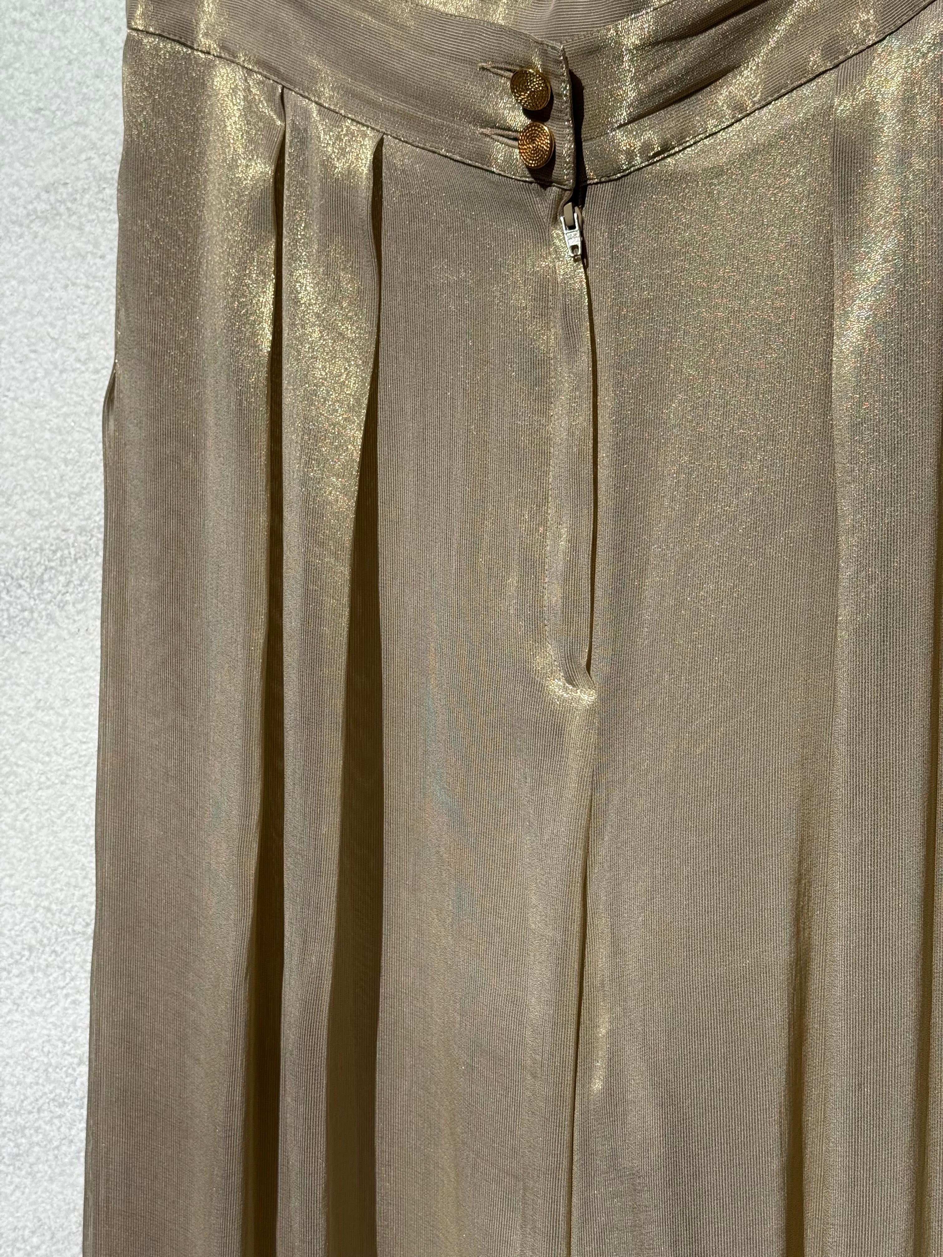 Vintage Yves Saint Laurent Gold Wide-Leg Trousers