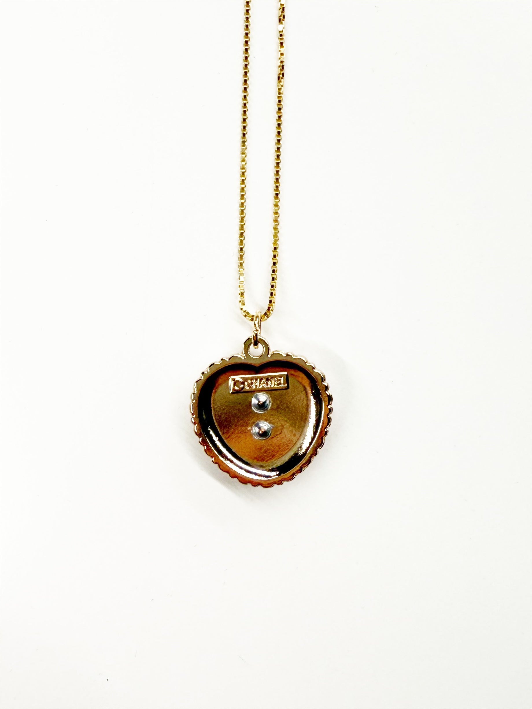 Vintage Chanel Heart Pendant Necklace with Pearls