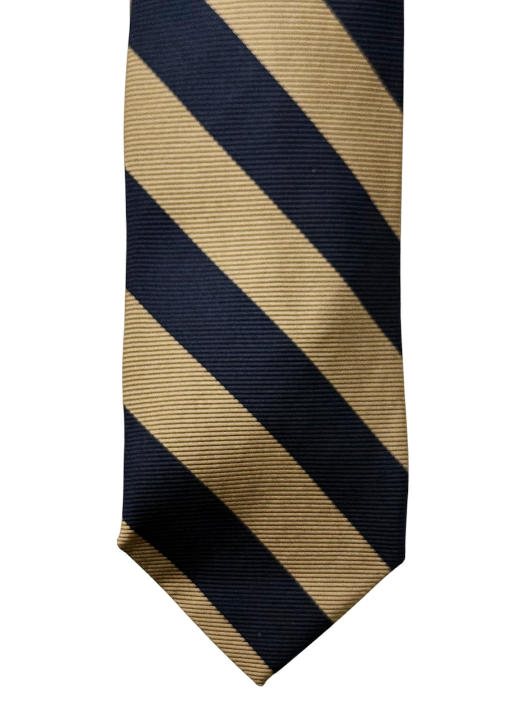 Faconnable Striped Silk Tie – Navy & Beige