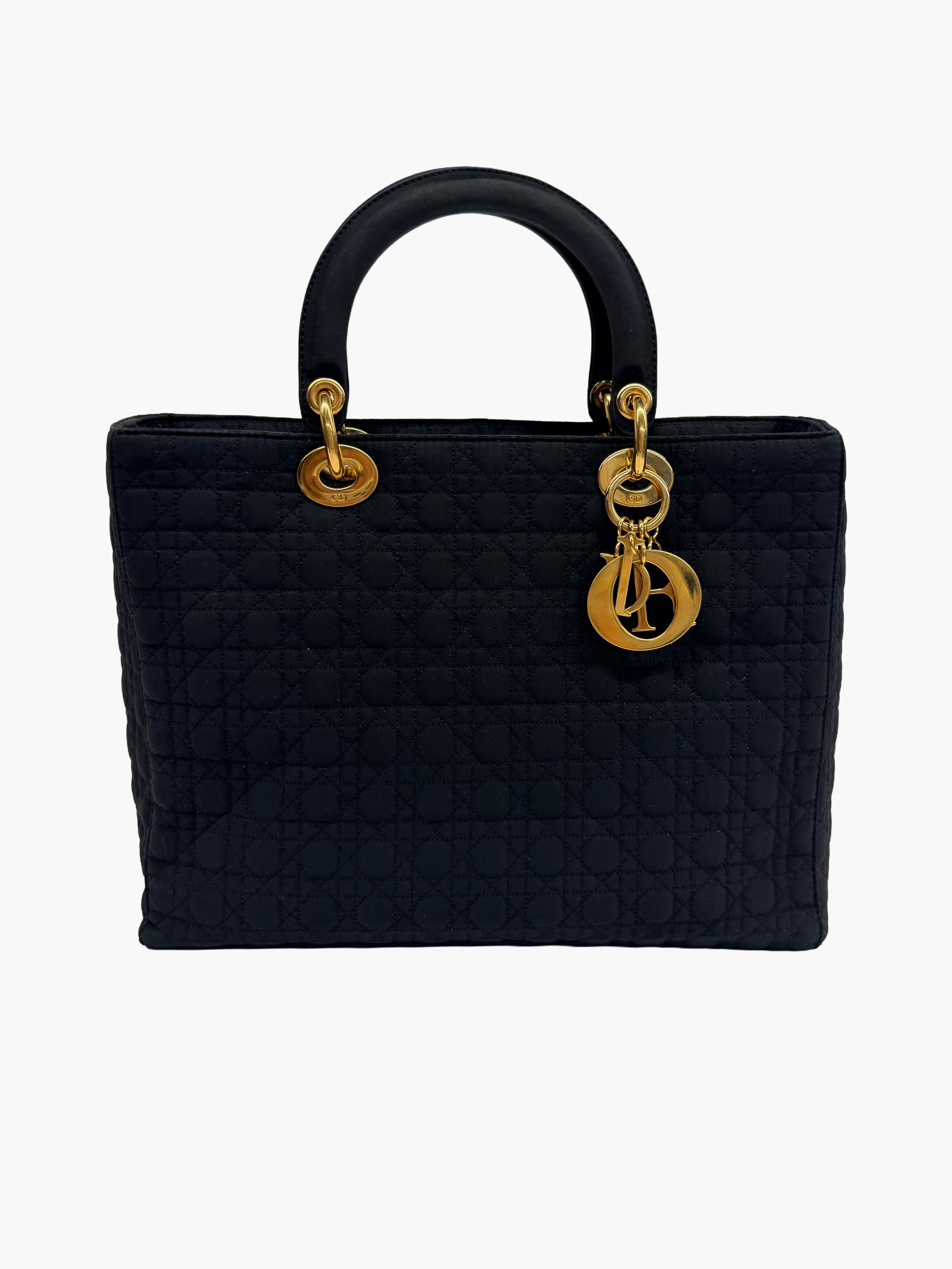 Vintage Lady Dior Large - Black Quilted Nylon