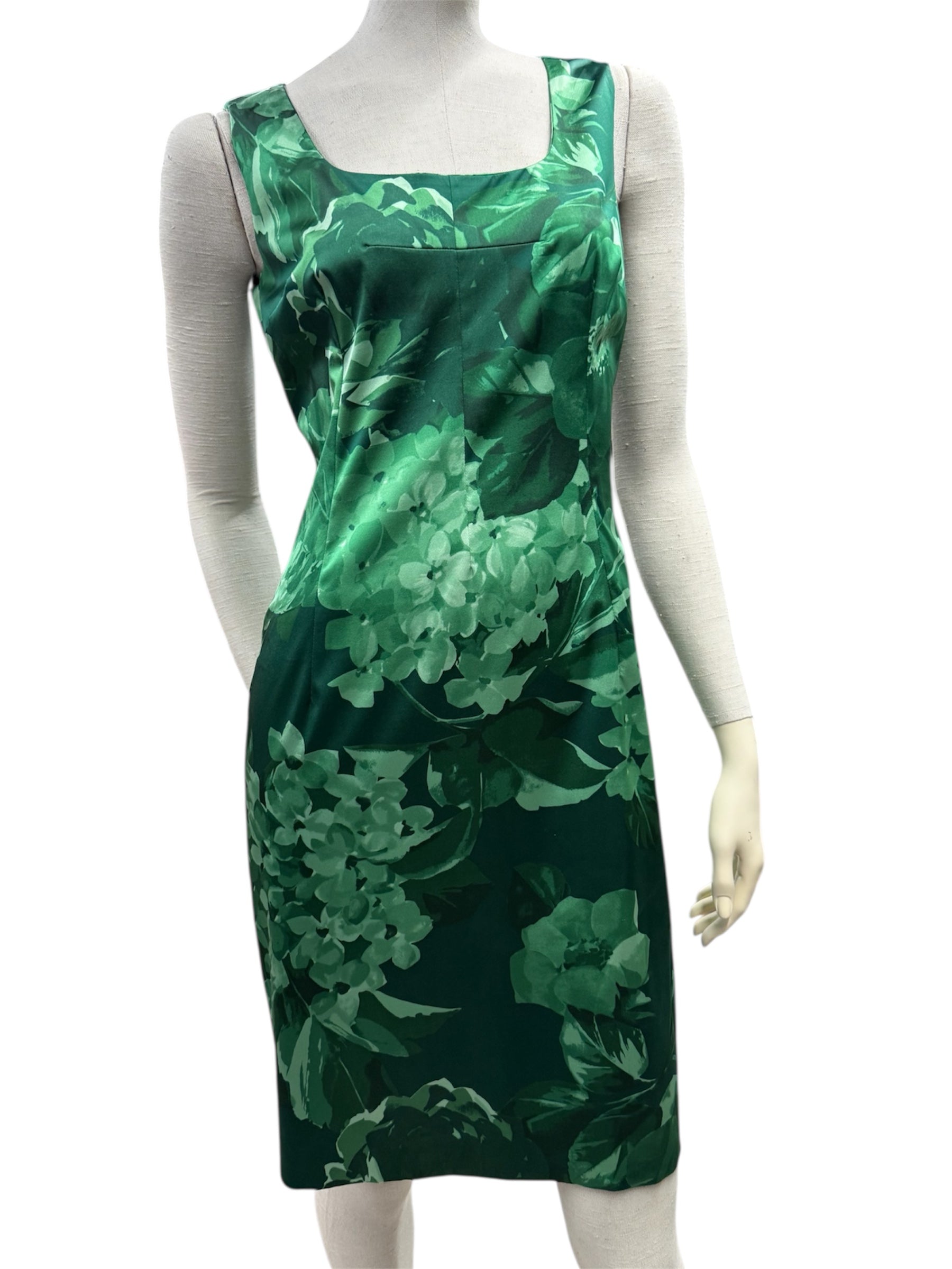 DOLCE & GABBANA green floral silk dress