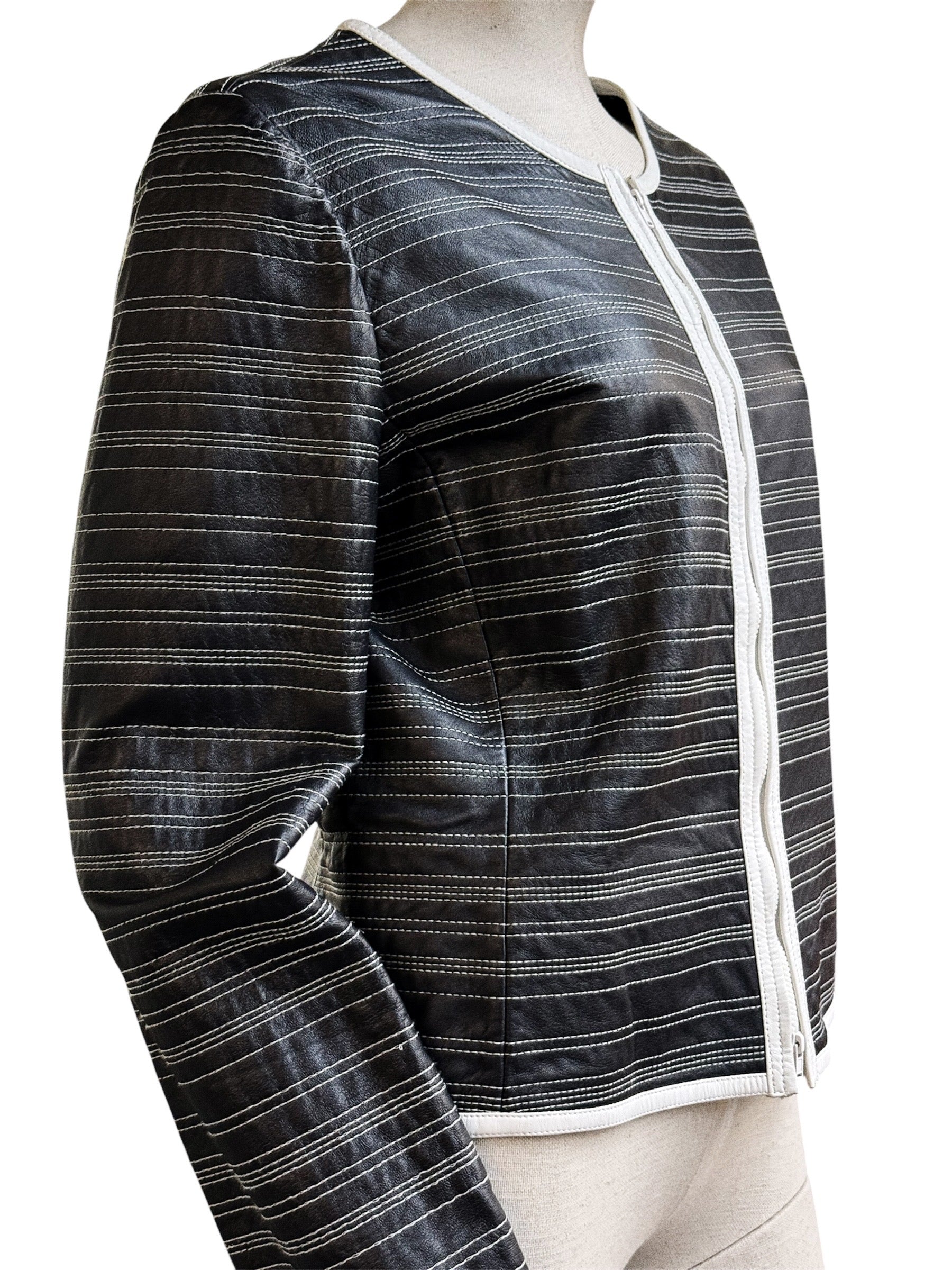 GIORGIO ARMANI Lambskin Leather Jacket with Silk Lining