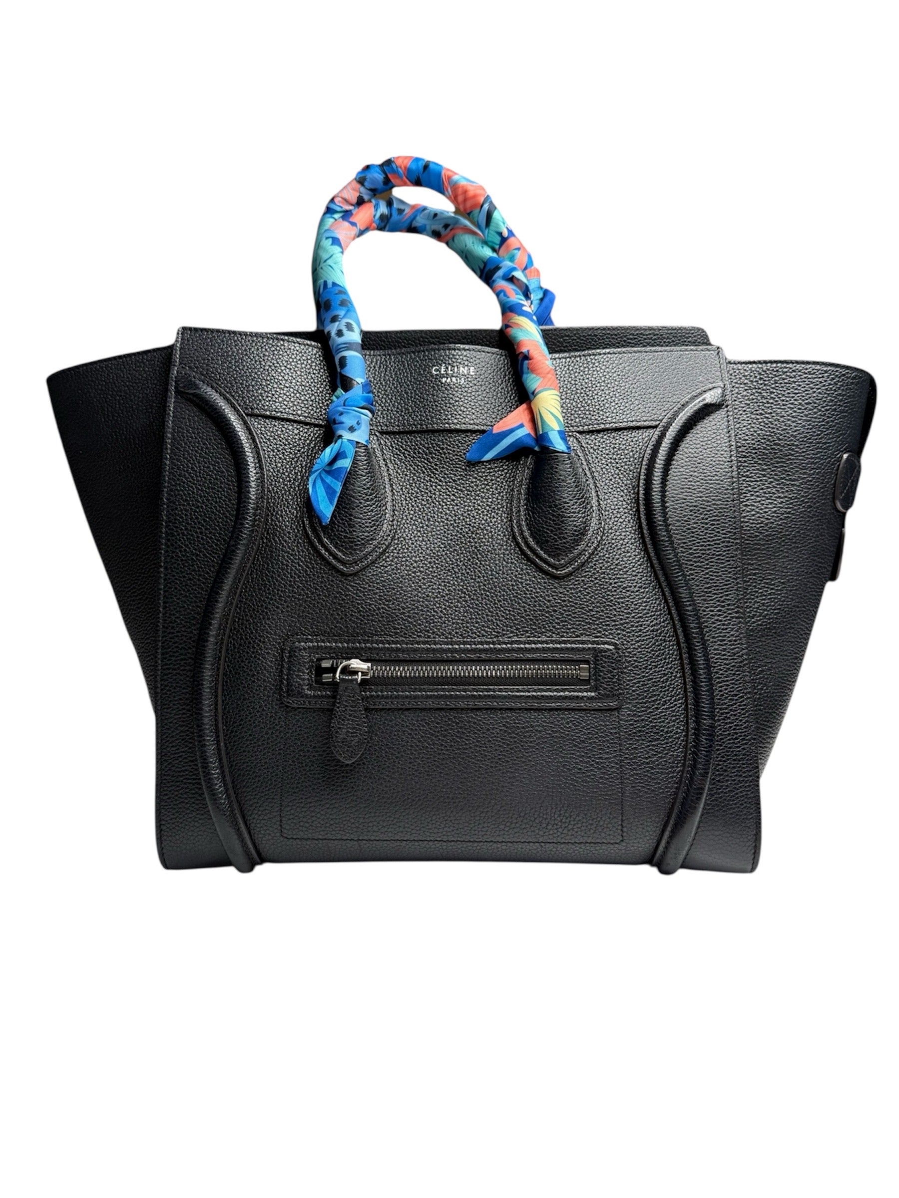 CÉLINE Mini Luggage Tote in Black Grained Calfskin (With Tags)
