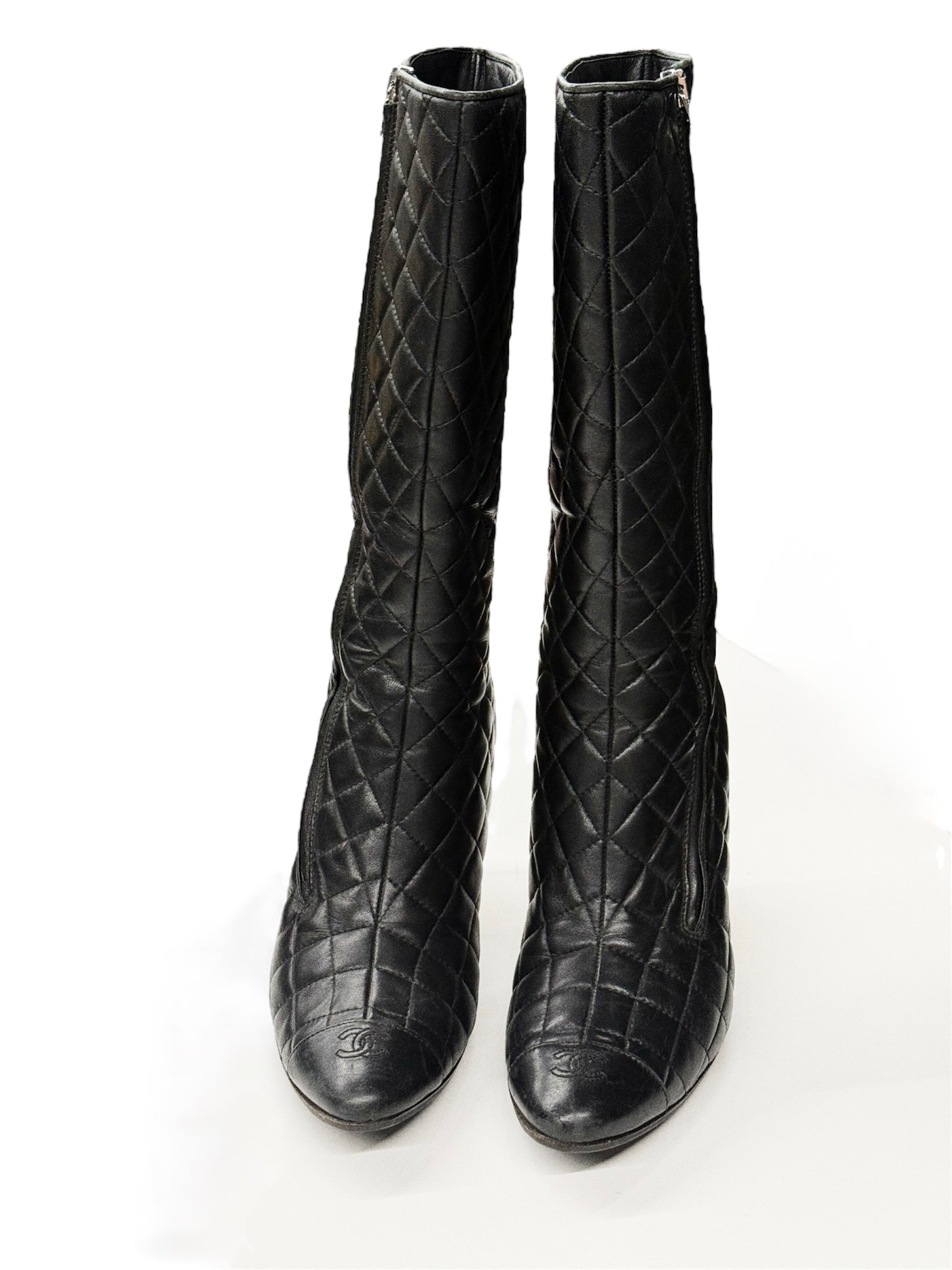 Chanel Quilted Leather Knee-High Boots