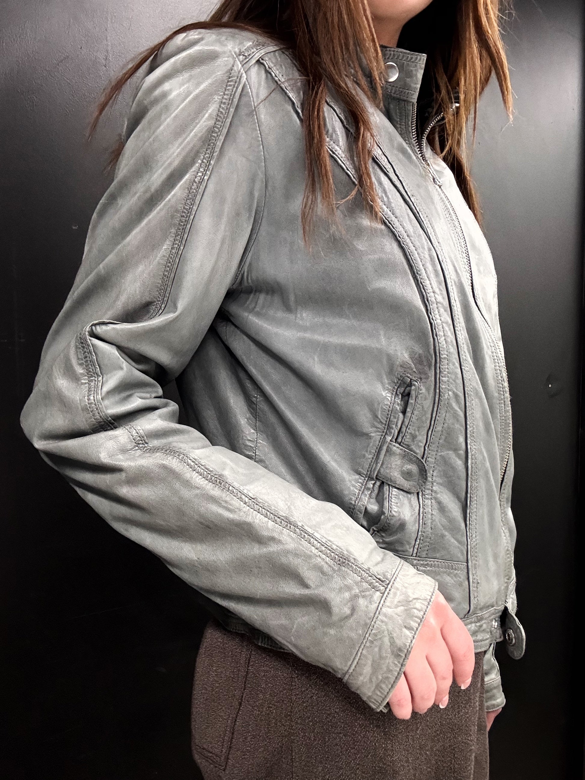 Rock’n Blue Gray Leather Jacket