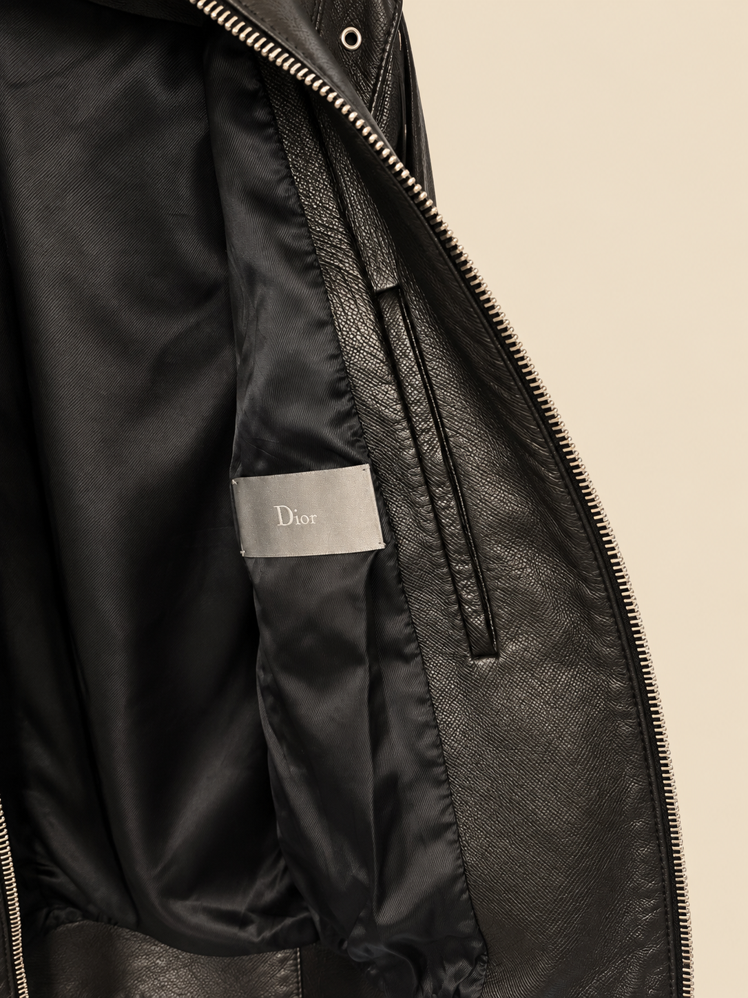 Dior Homme Black Leather Utility Bomber Jacket