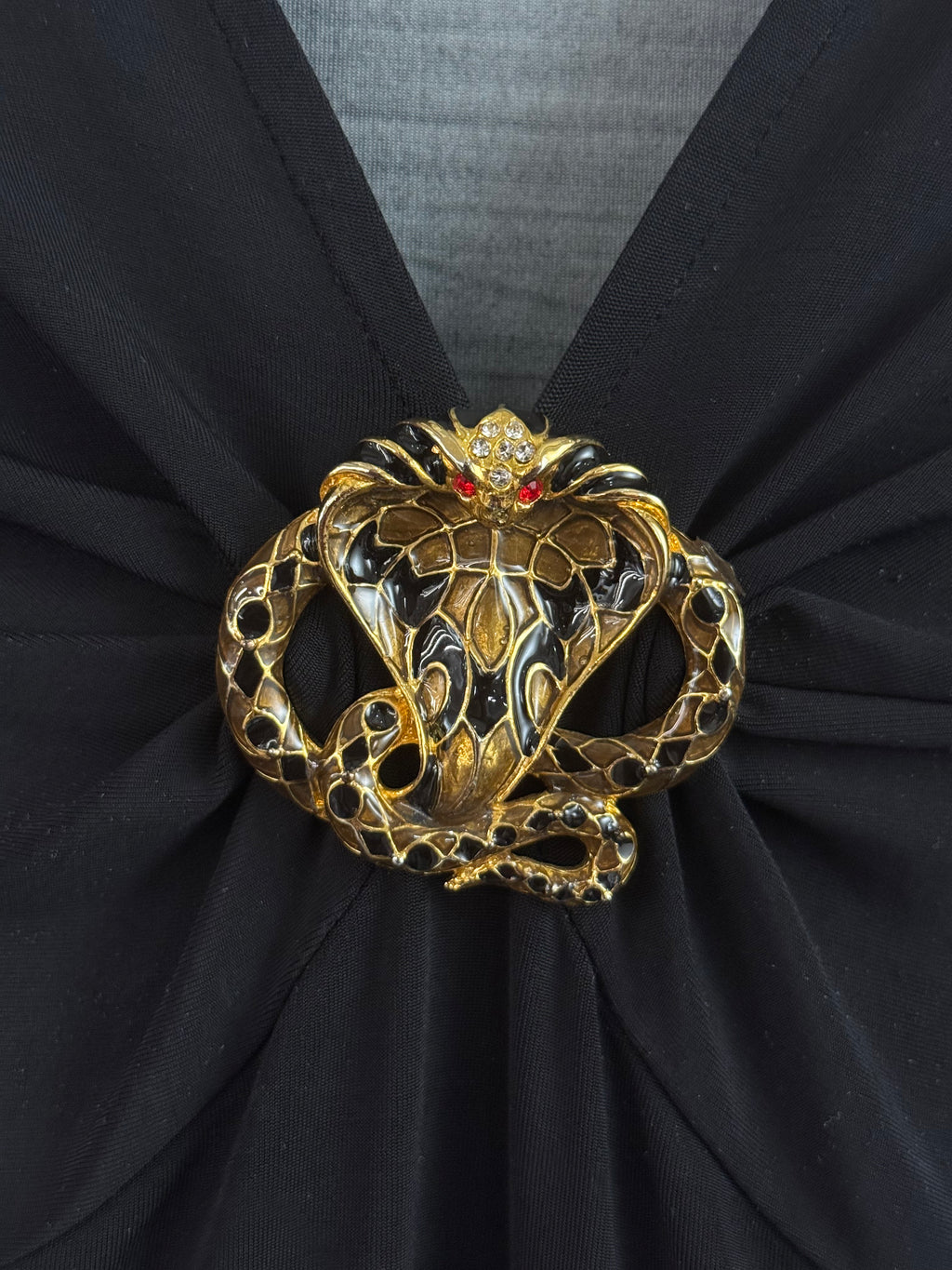 Roberto Cavalli Floral-Print Dress with Gold Brooch - M