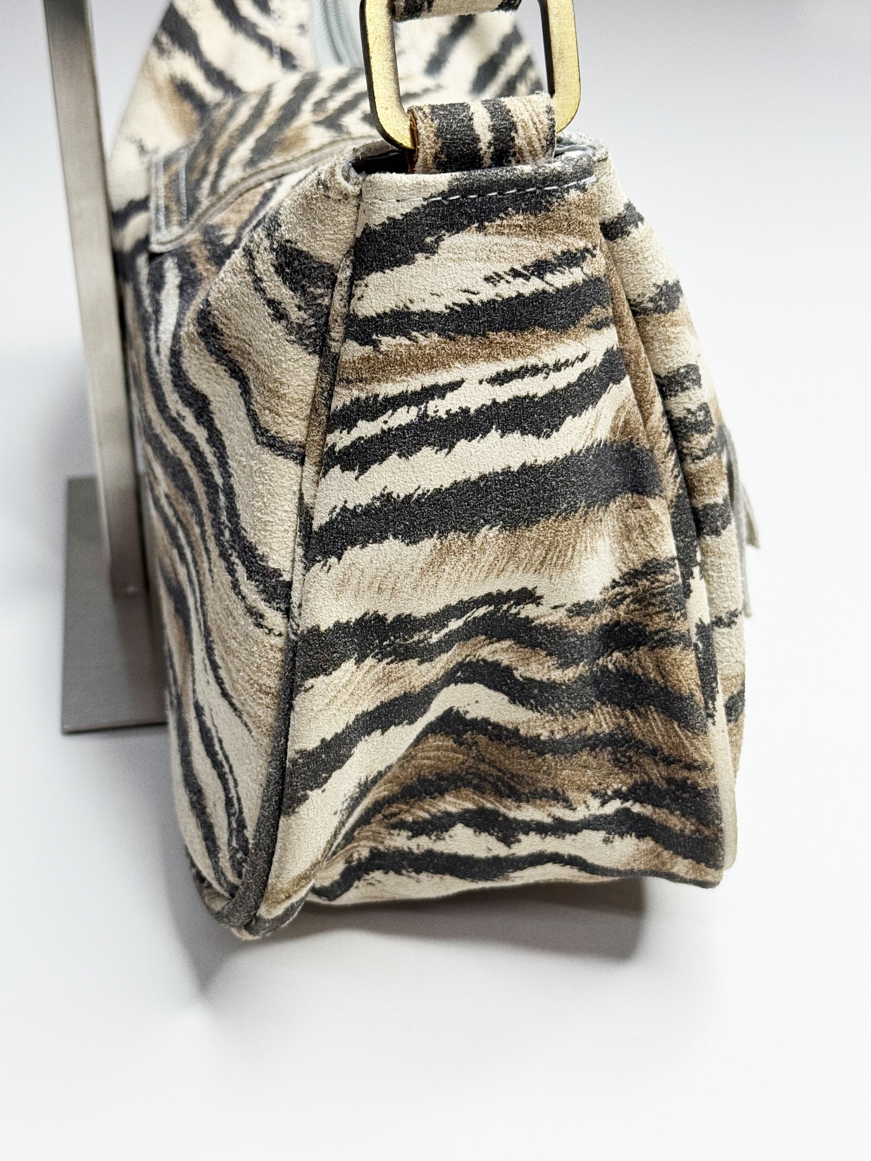 Roberto Cavalli Tiger Suede Shoulder Bag