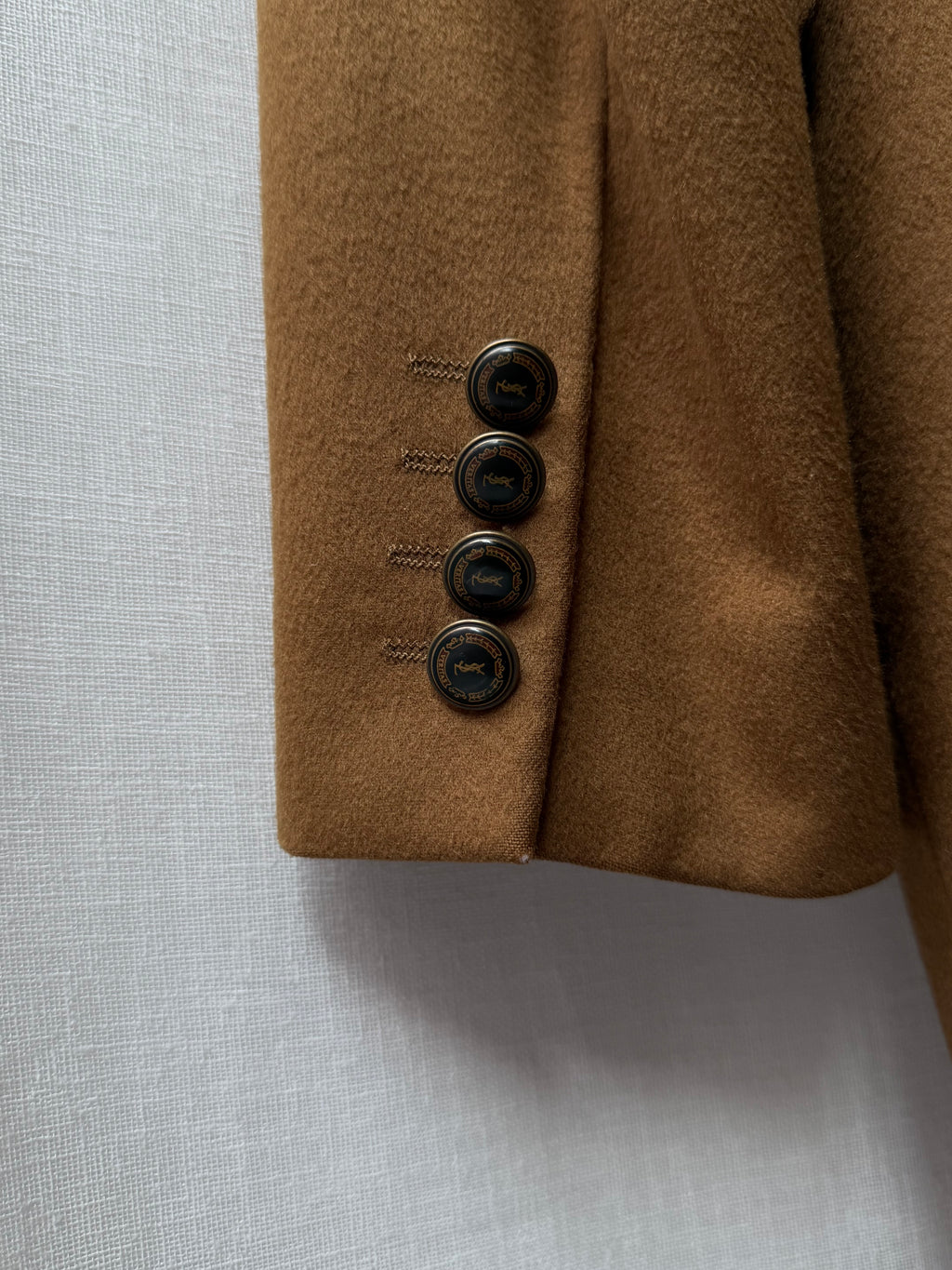 Vintage Yves Saint Laurent Double-Breasted Wool Blazer (Camel)