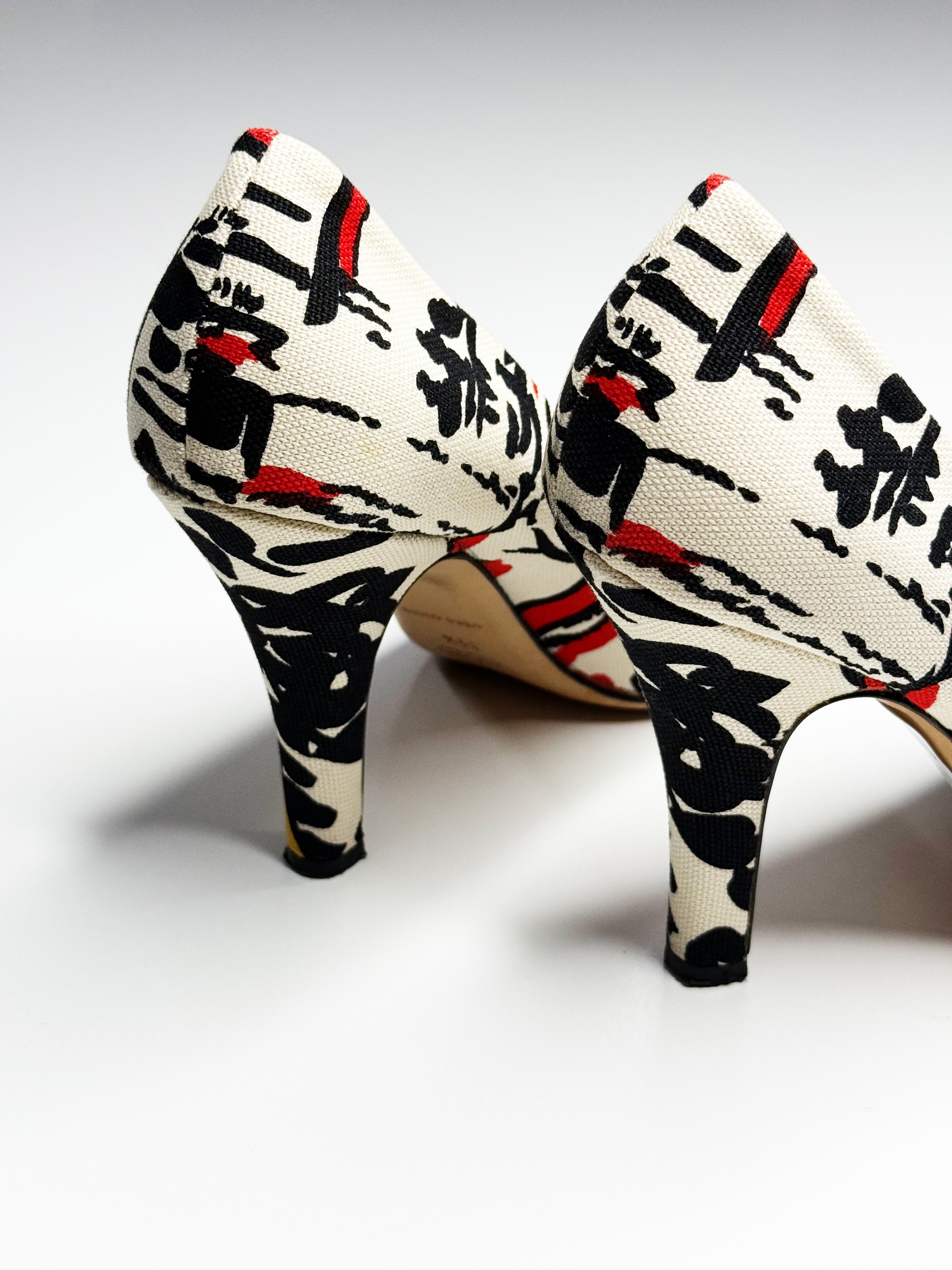 Prada Printed Canvas Pumps