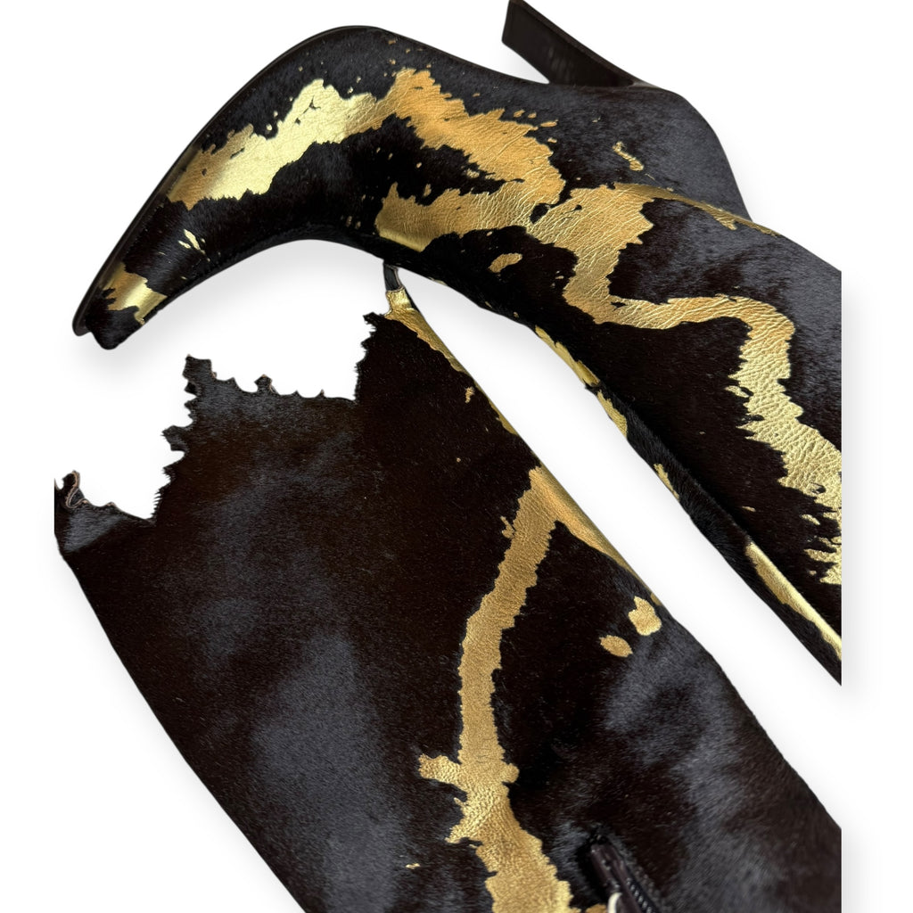 DÉBUT BLACK AND GOLD LEATHER BOOTS