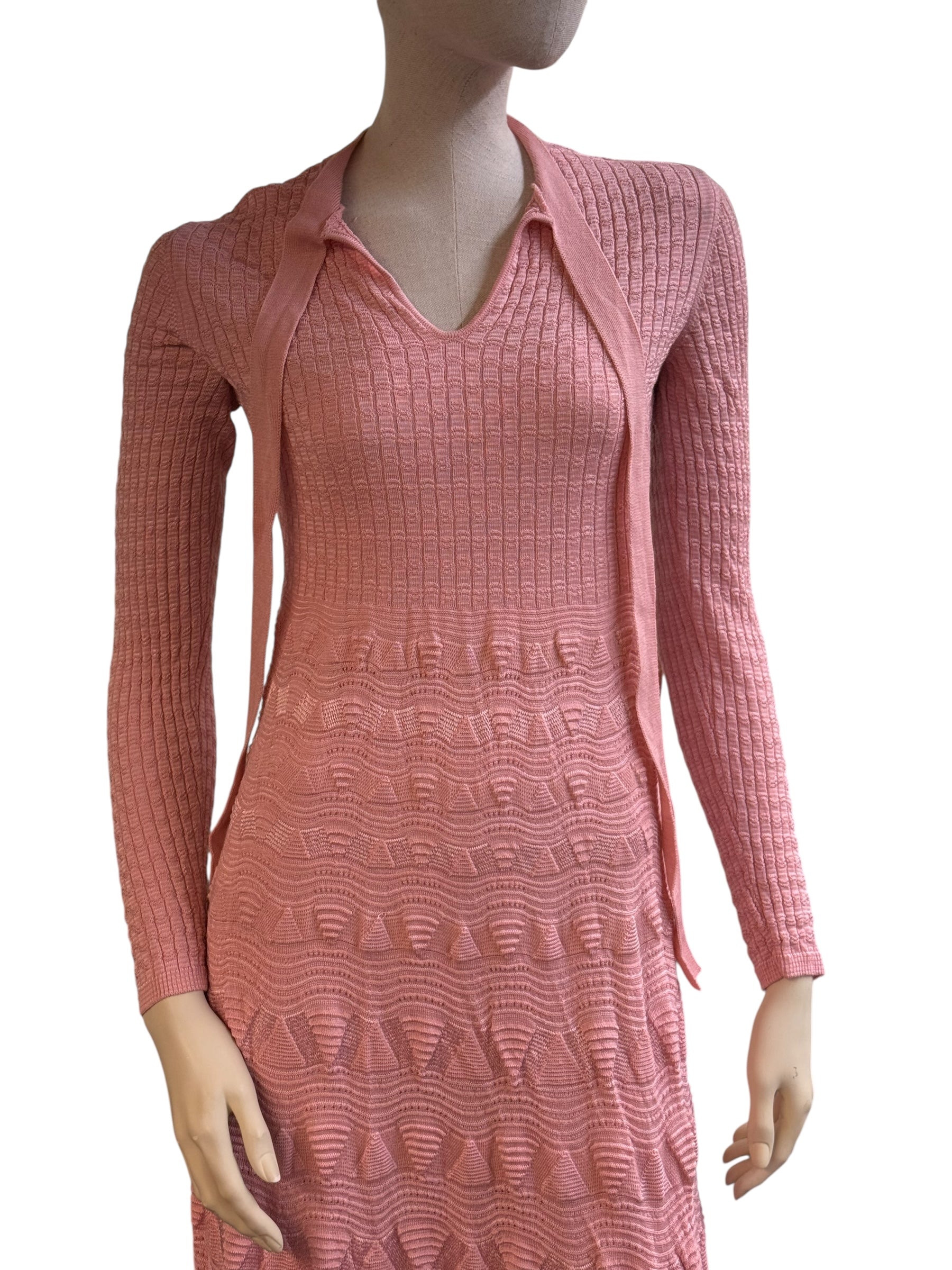 Missoni Pink Textured Knit Maxi Dress