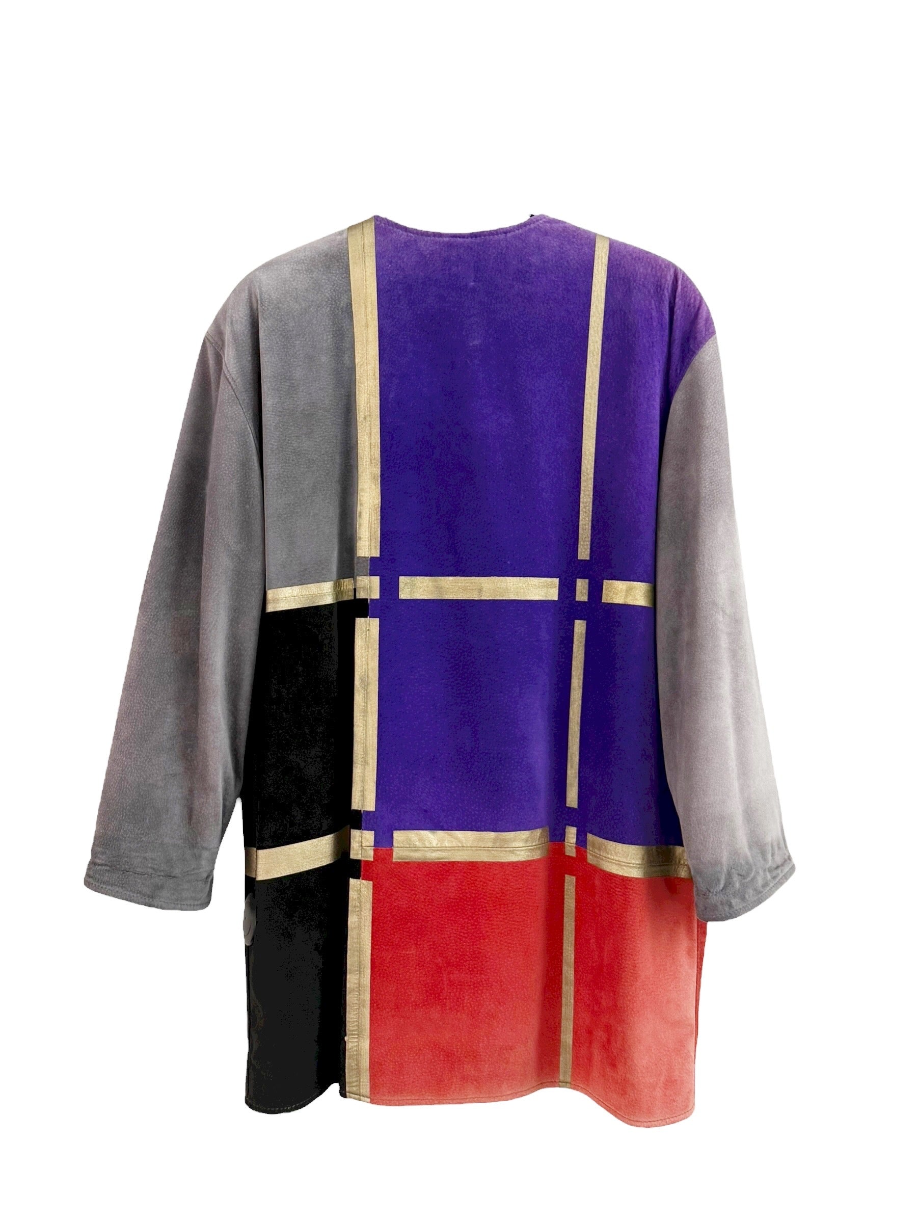 Vintage Suede Colorblock Coat - M