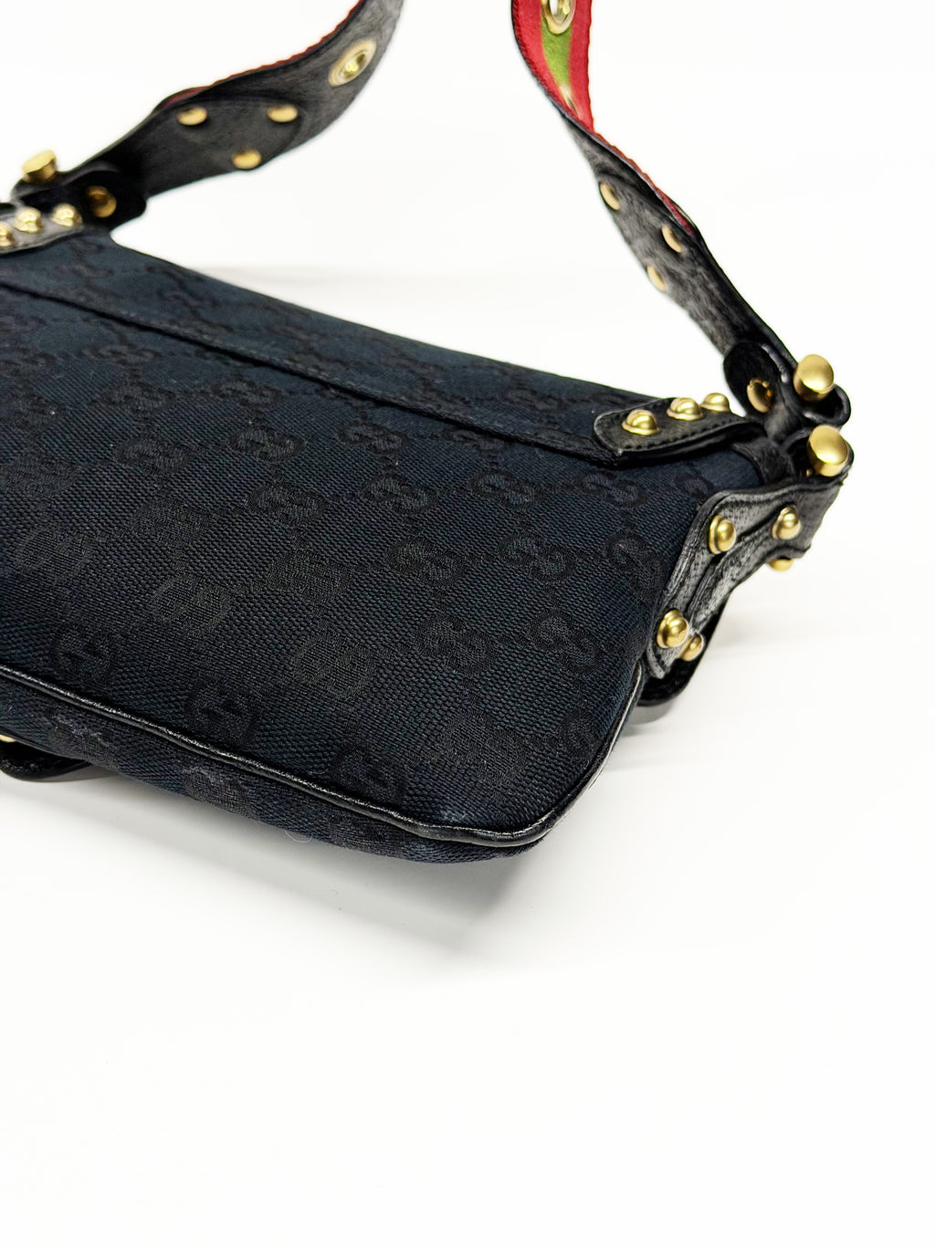 GUCCI Tom Ford Era Studded GG Monogram Horsebit Shoulder Bag – Early 2000s