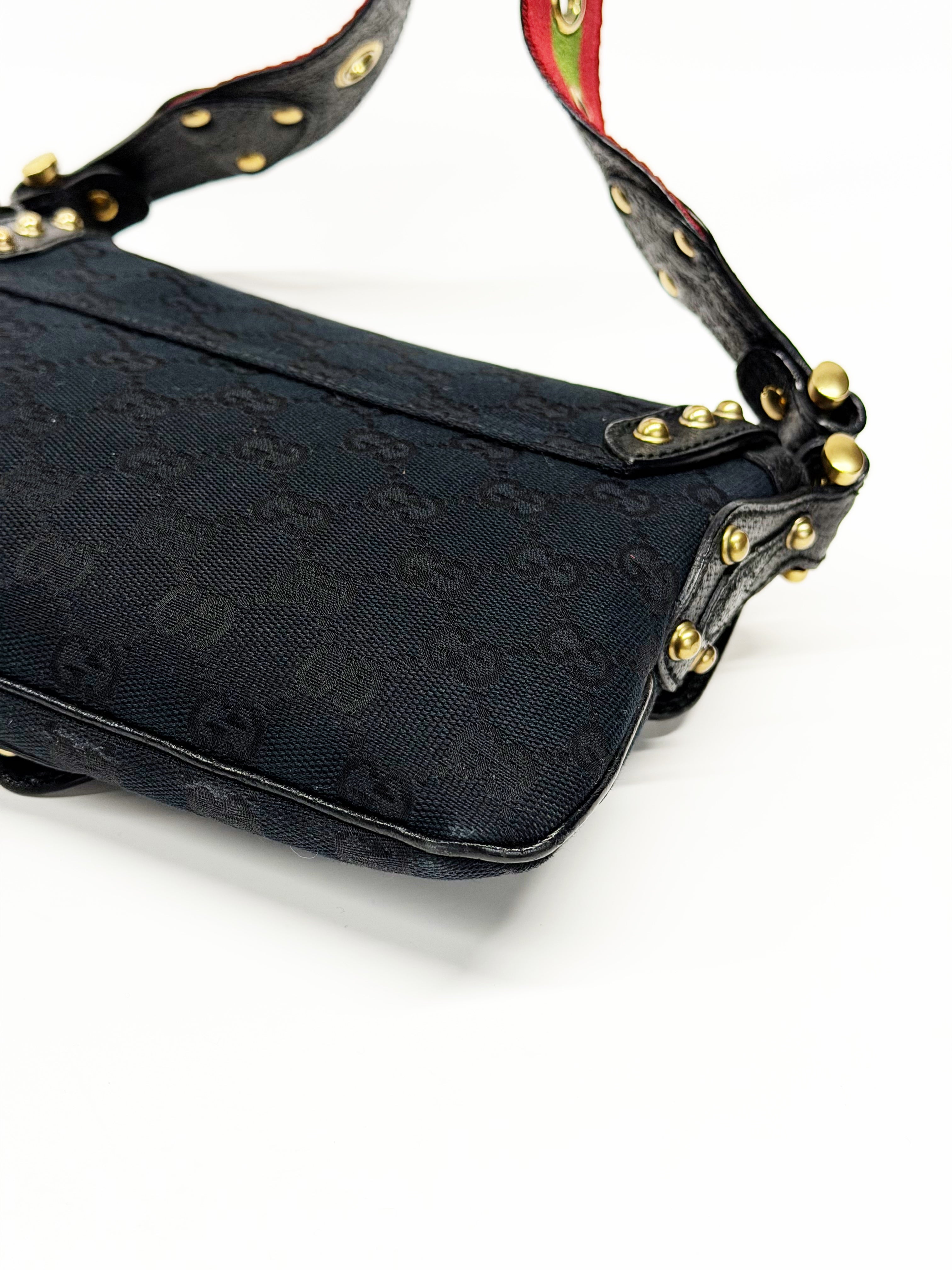 GUCCI Tom Ford Era Studded GG Monogram Horsebit Shoulder Bag – Early 2000s