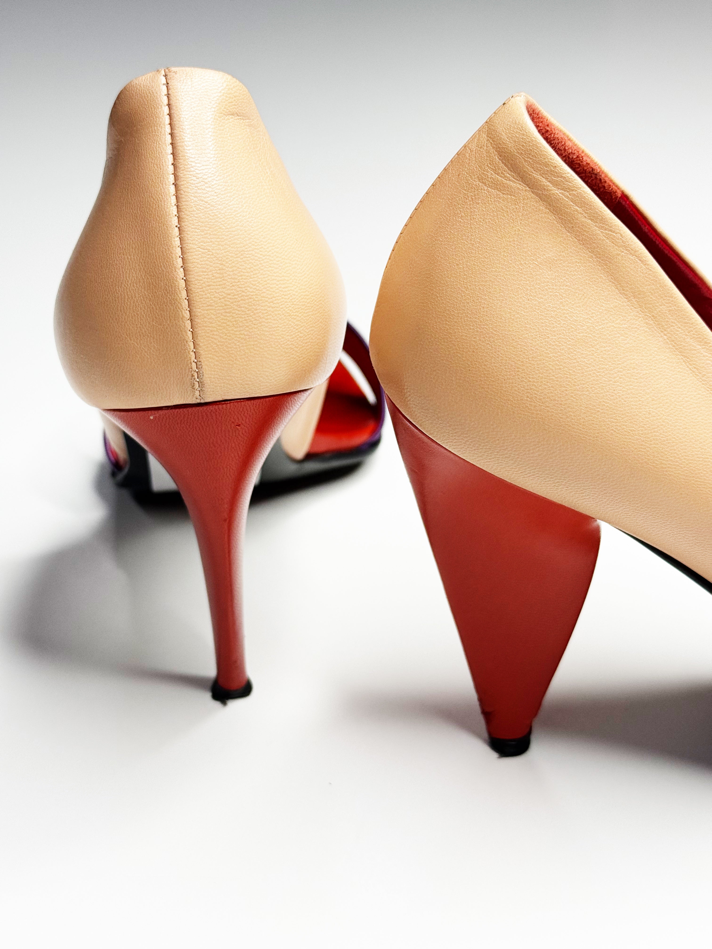 Prada Tricolour Sculptural Heels
