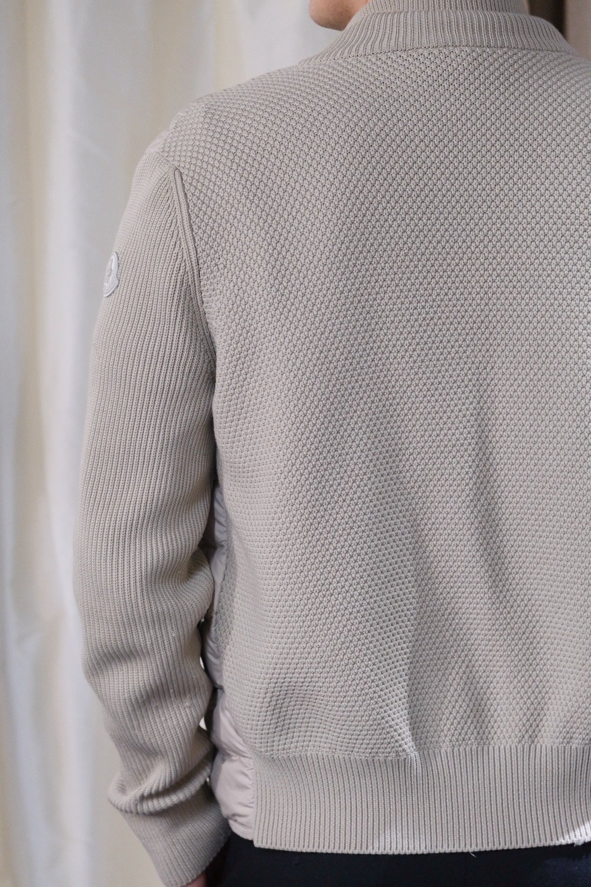 MONCLER Beige Down-Knit Hybrid Jacket - L