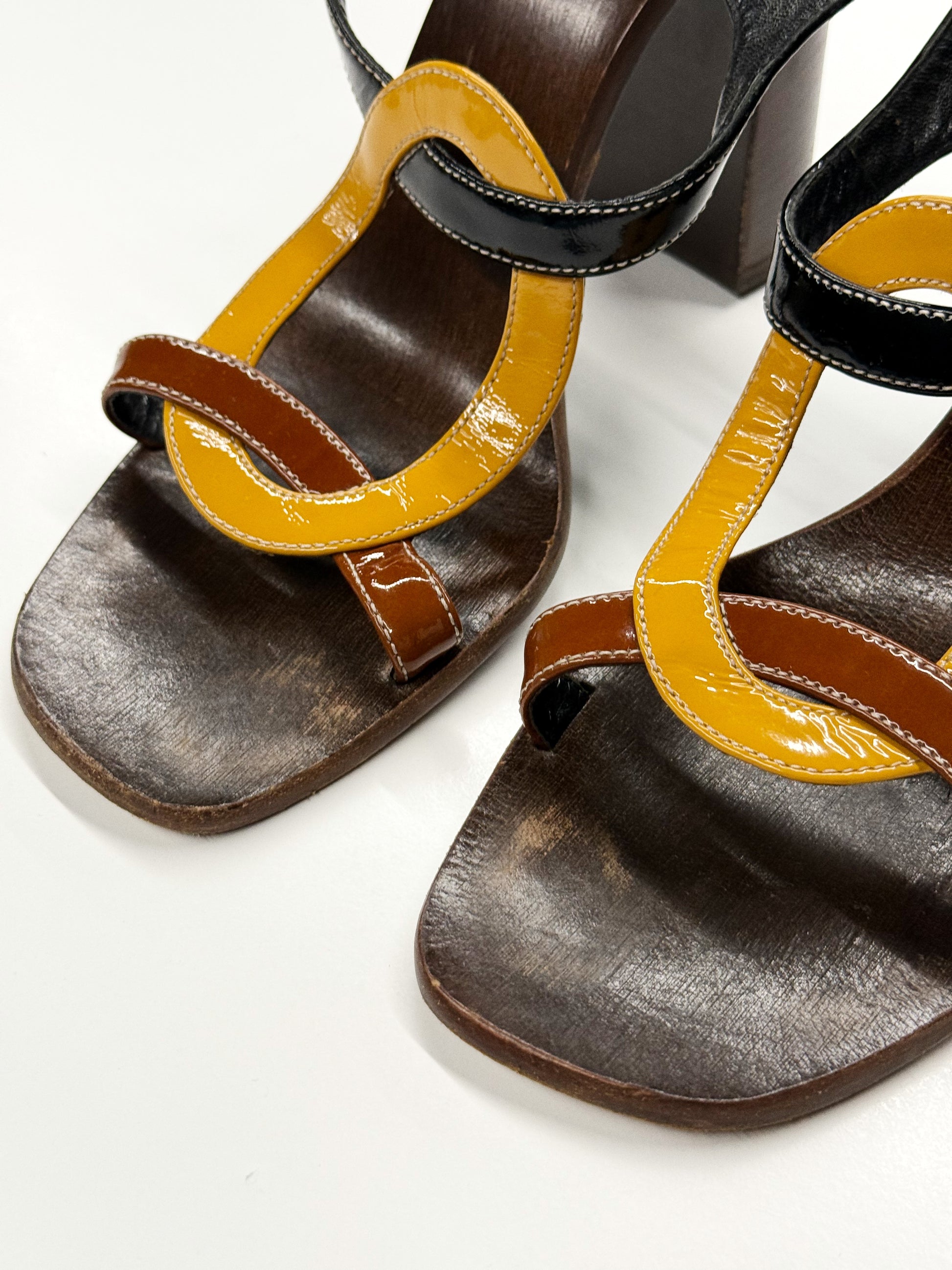Miu Miu Colorblock Patent Leather Sandals