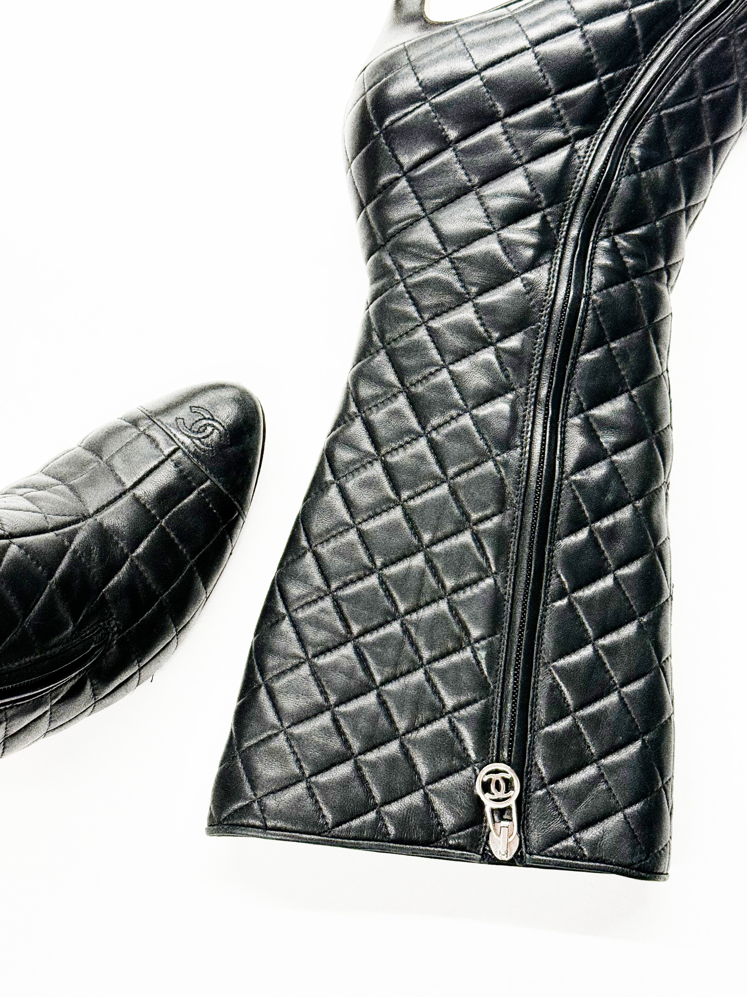 Chanel Quilted Leather Knee-High Boots